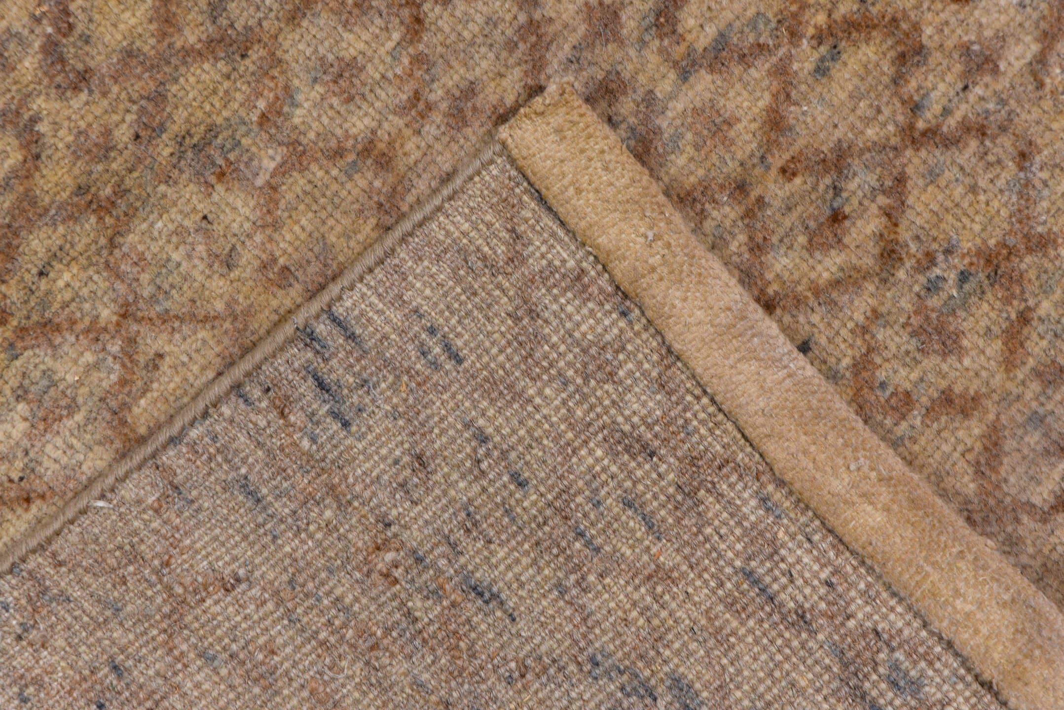 10' x 15' one-of-a-kind handmade vintage Mosaic rug. Color palette: beige, taupe, camel, brown, ivory, gray