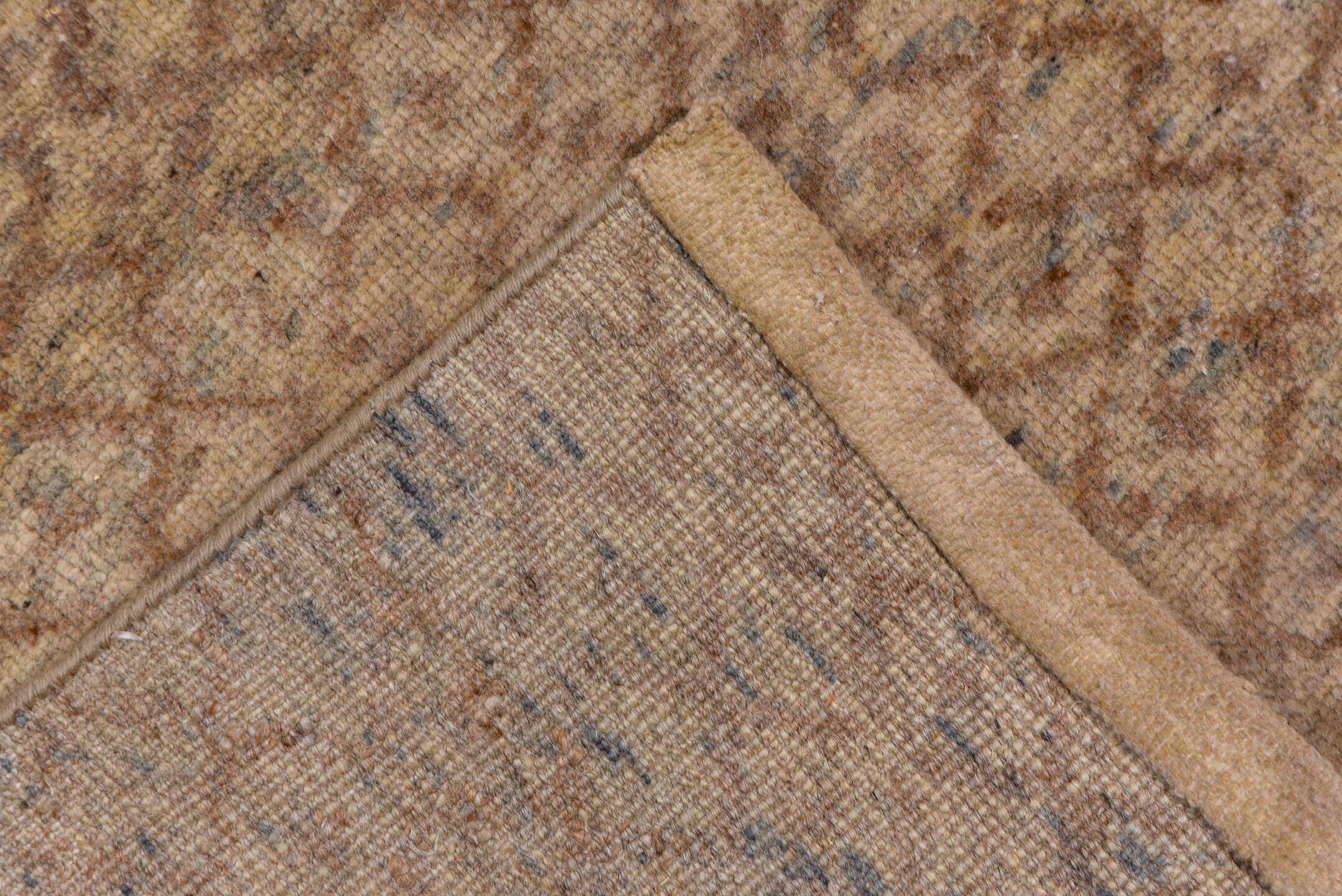 10' x 15' one-of-a-kind handmade vintage Mosaic rug. Color palette: beige, taupe, camel, brown, ivory, gray