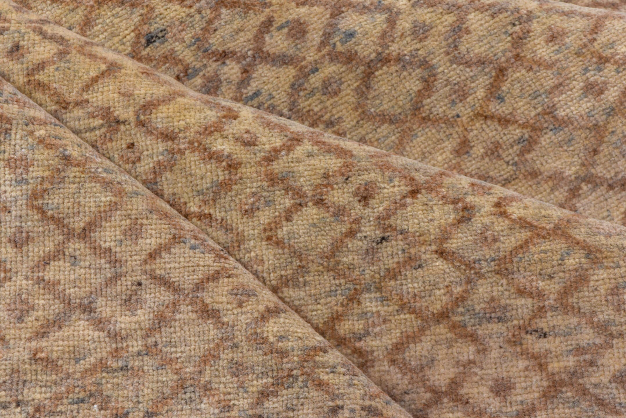 10' x 15' one-of-a-kind handmade vintage Mosaic rug. Color palette: beige, taupe, camel, brown, ivory, gray