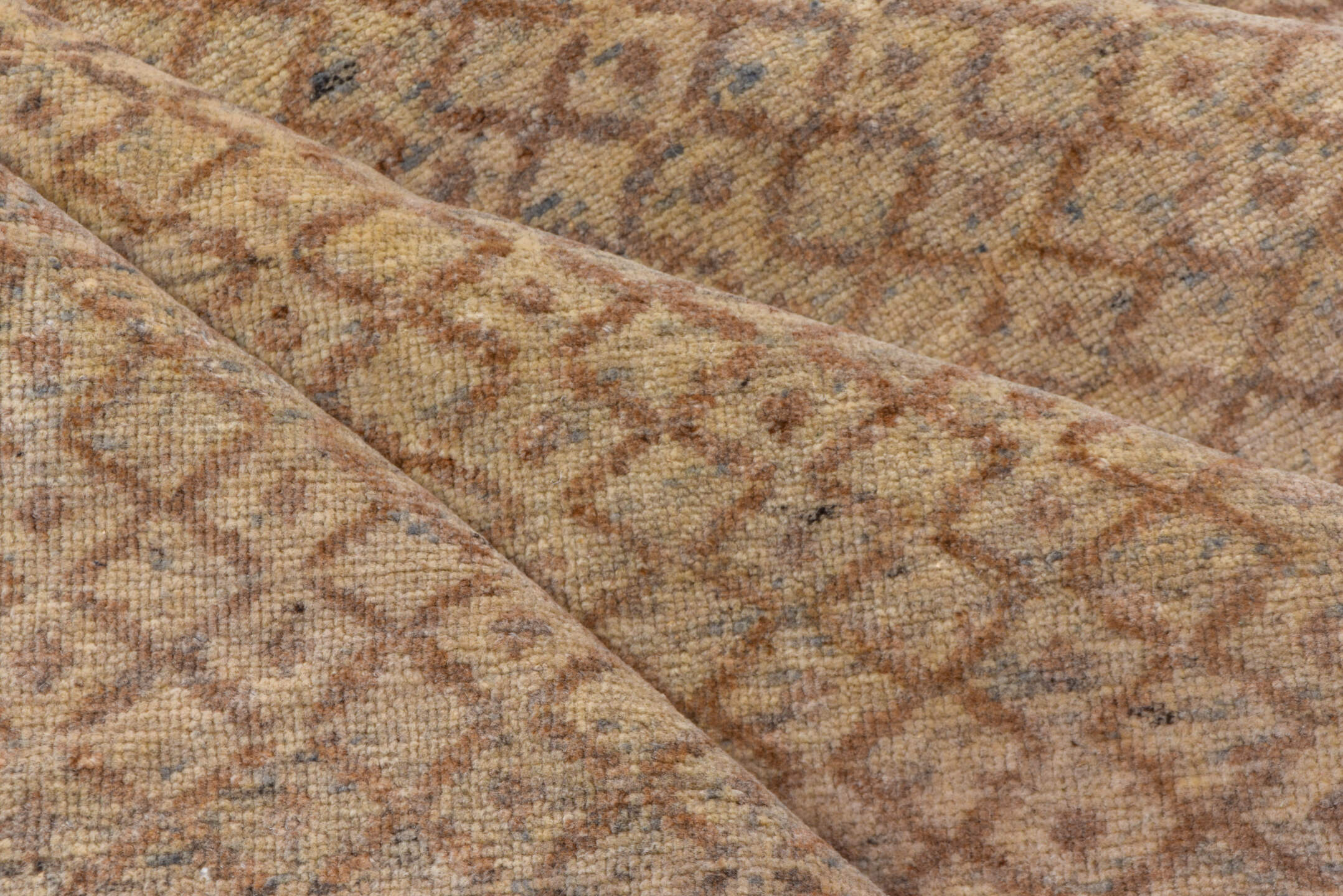 10' x 15' one-of-a-kind handmade vintage Mosaic rug. Color palette: beige, taupe, camel, brown, ivory, gray