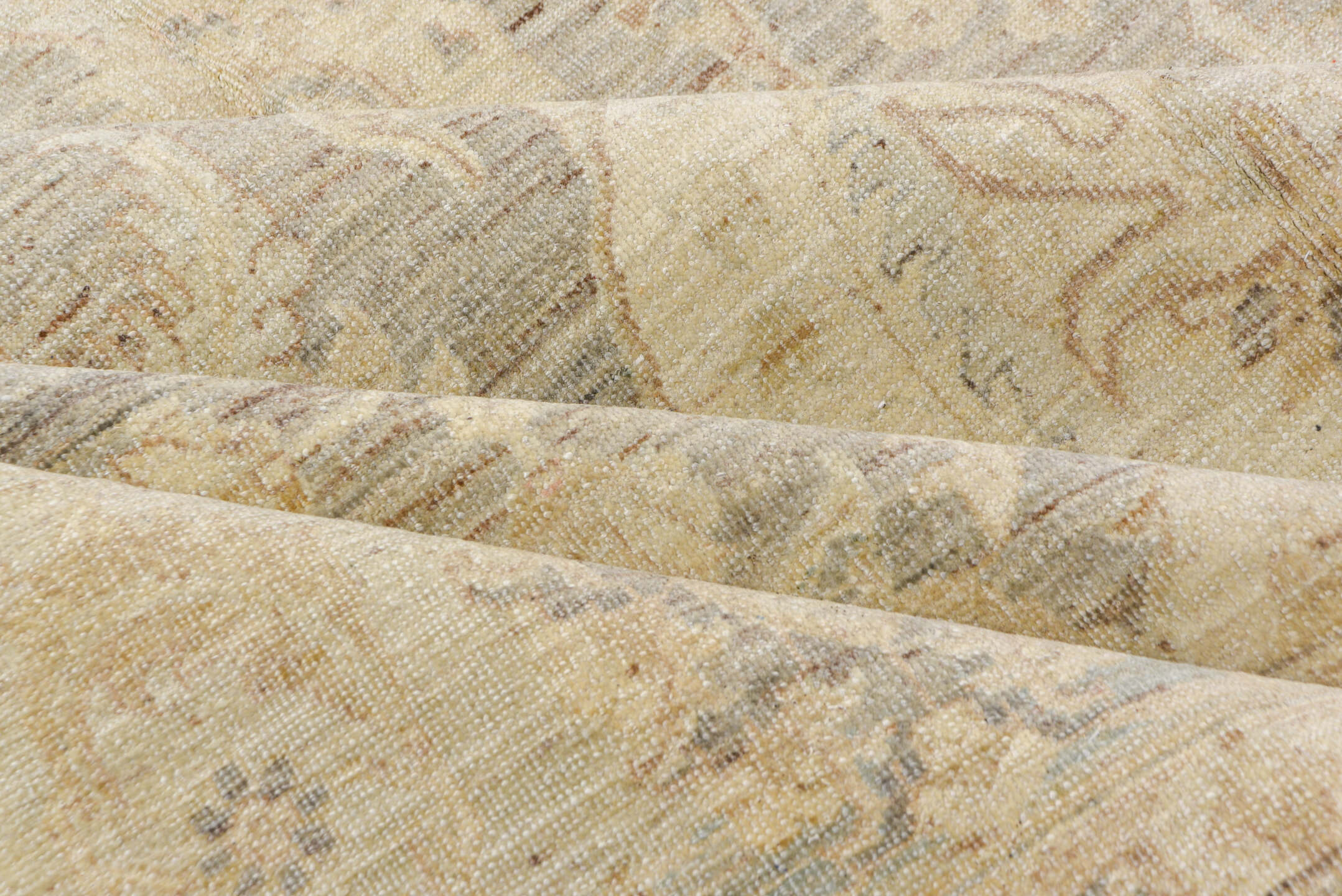 9' x 12' one-of-a-kind handmade vintage Sivas large size rug. Color palette: ivory, beige, taupe, gray, cream, pale gold