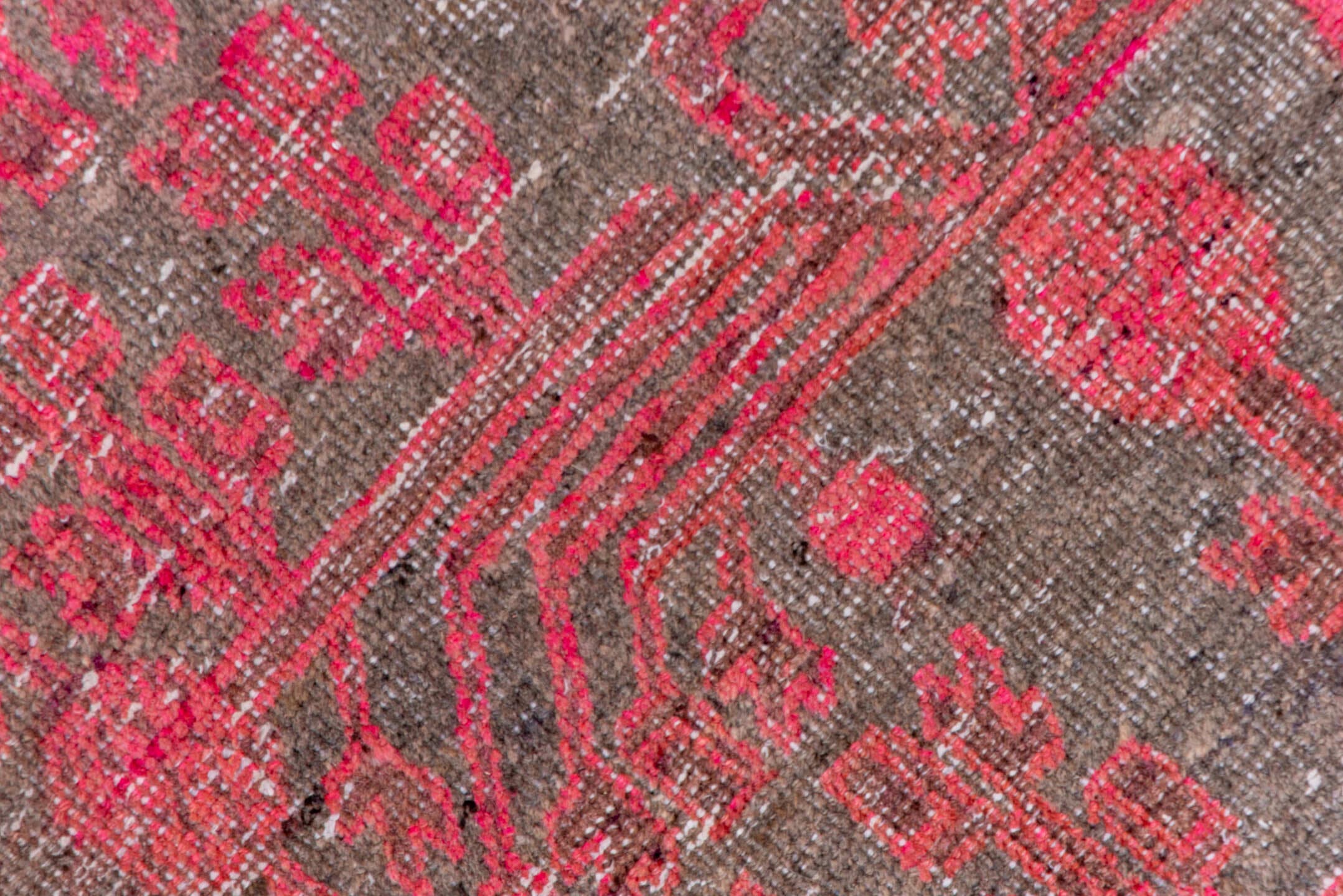 6' x 11' one-of-a-kind handmade antique Khotan large size rug. Color palette: rose, taupe, charcoal, pink, mauve, ivory, red