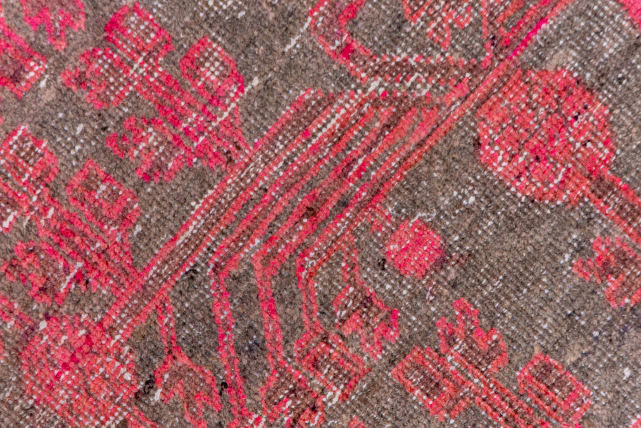 6' x 11' one-of-a-kind handmade vintage Khotan large size rug. Color palette: brown, gray, pink, red