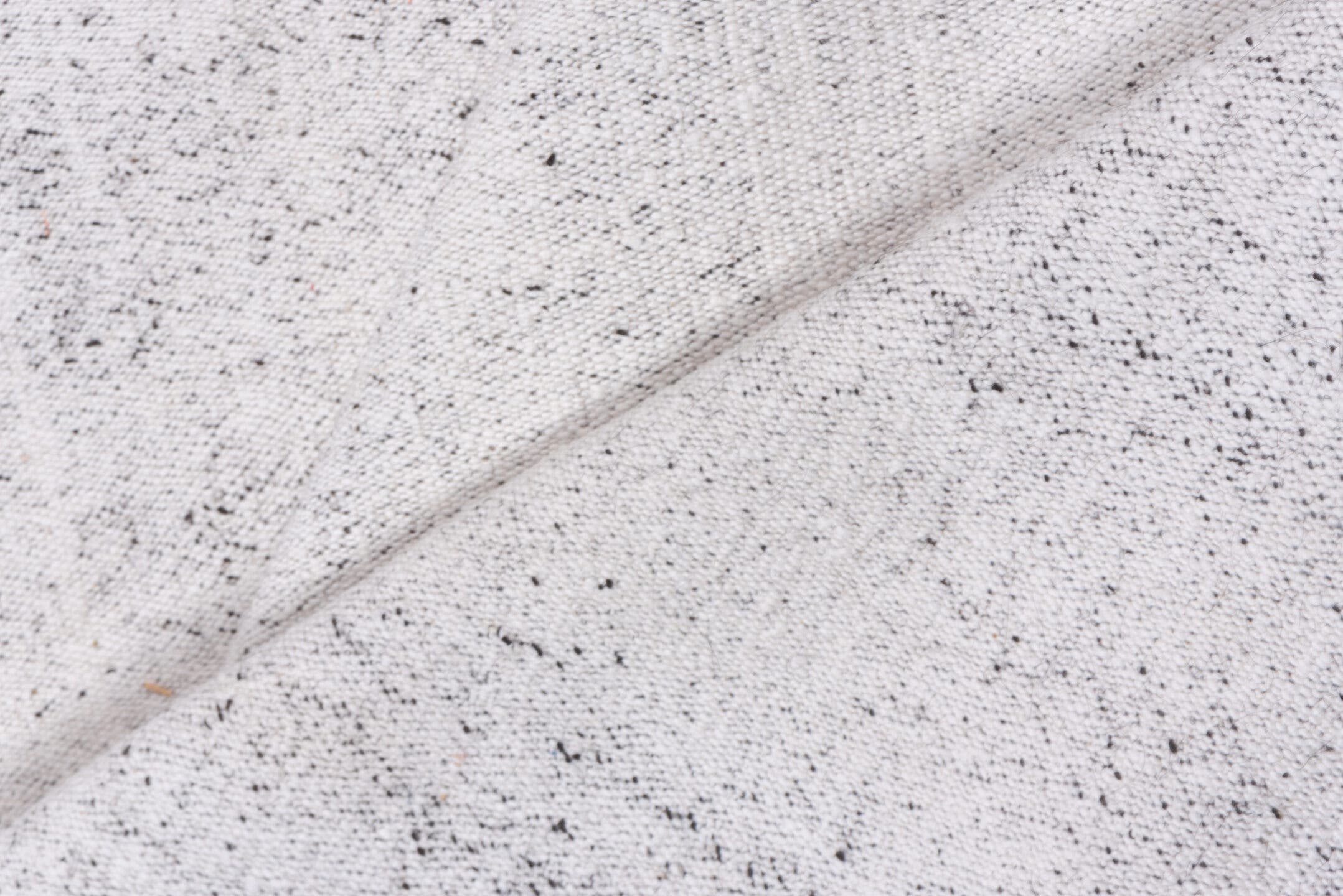7' x 10' one-of-a-kind handmade vintage Flatweave large size rug. Color palette: ivory, cream, taupe, light gray, pale gold