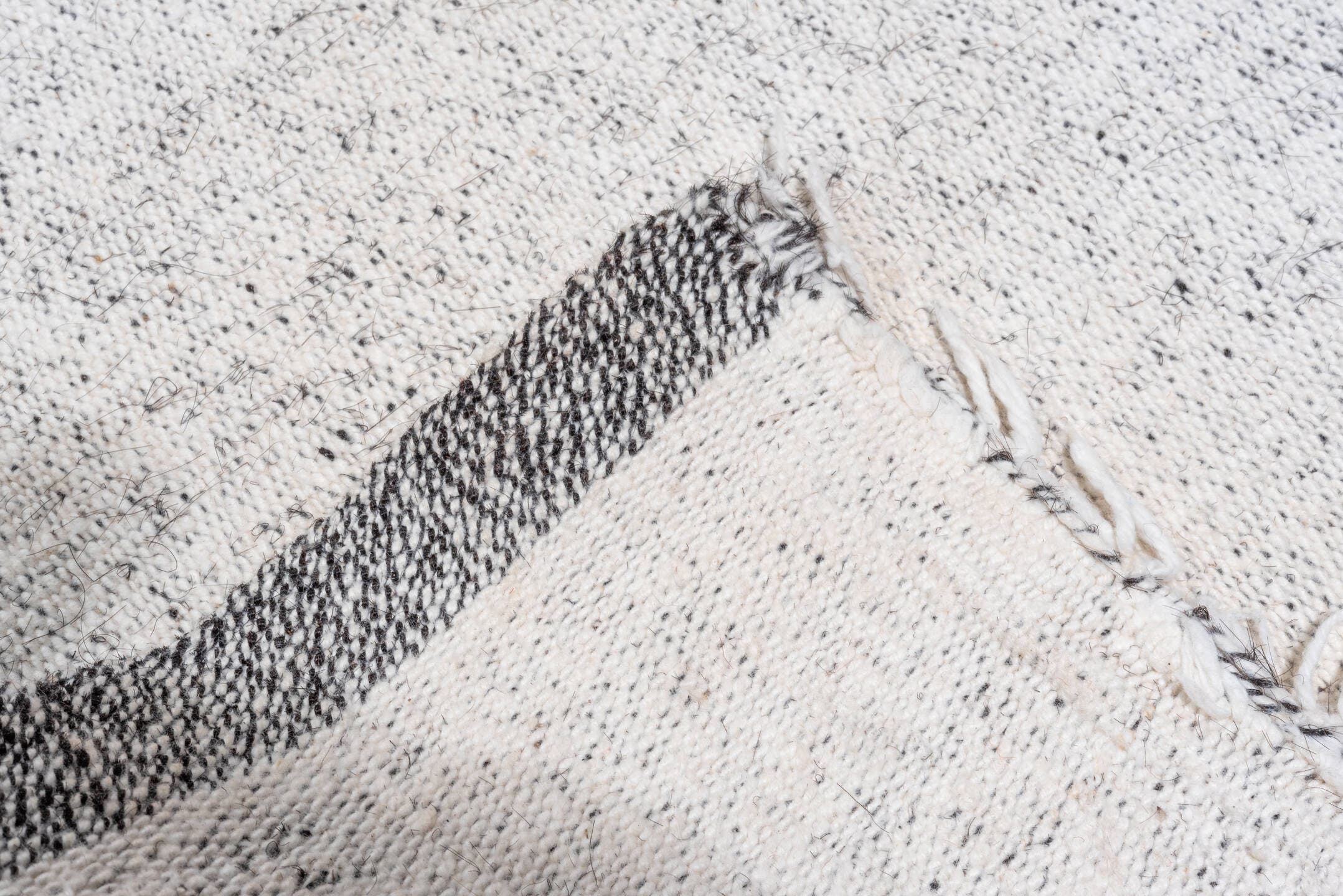 2' x 47' one-of-a-kind handmade vintage Flatweave runner rug. Color palette: ivory, charcoal, light gray, gray, black
