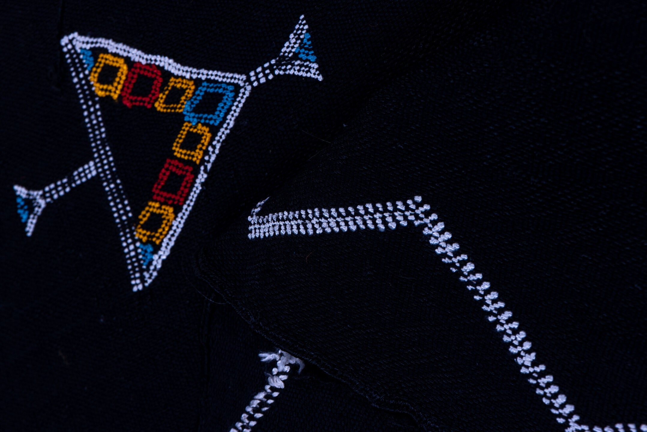 6' x 8' one-of-a-kind handmade vintage Cactus Kilim medium size rug. Color palette: black, ivory, gold, turquoise, crimson