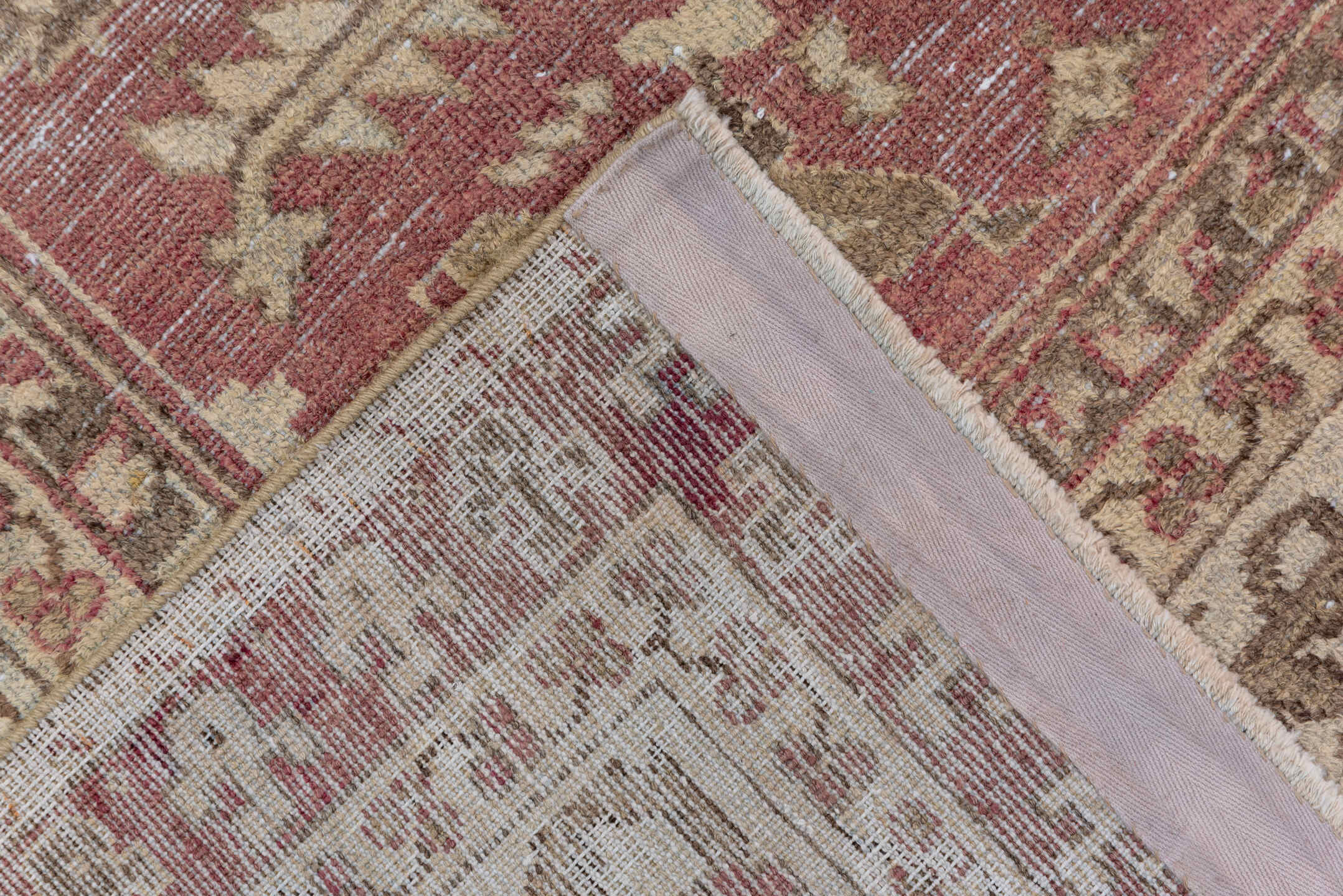 9' x 11' one-of-a-kind handmade antique Amritzar large size rug. Color palette: ivory, rose, taupe, dusty pink, beige, sage