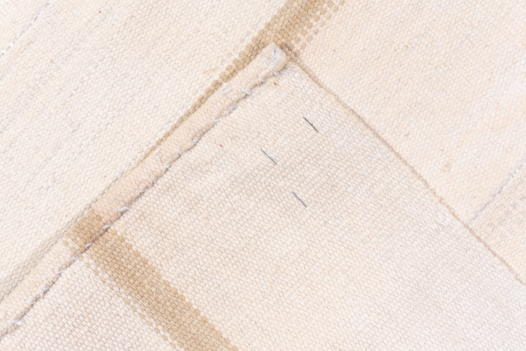 8' x 11' one-of-a-kind handmade vintage Flatweave large size rug. Color palette: ivory, cream, beige, taupe, gray
