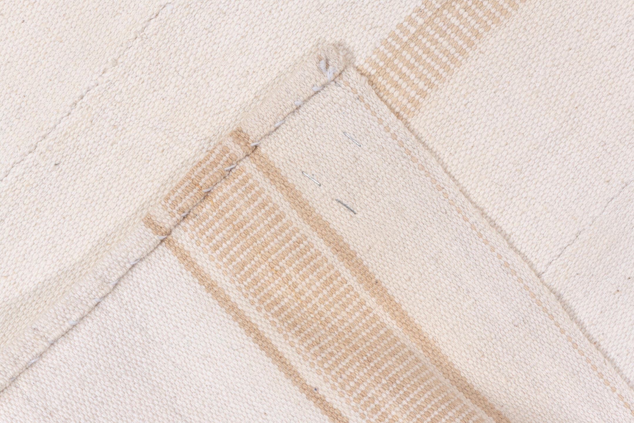 3' x 7' one-of-a-kind handmade vintage Flatweave rug. Color palette: ivory, cream, beige