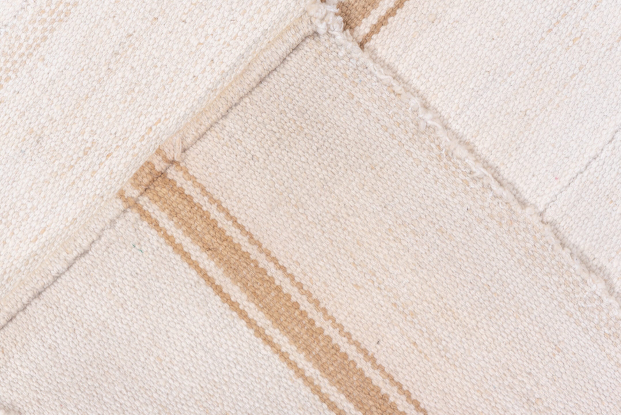 3' x 7' one-of-a-kind handmade vintage Flatweave rug. Color palette: ivory, cream, tan, taupe, beige, gray
