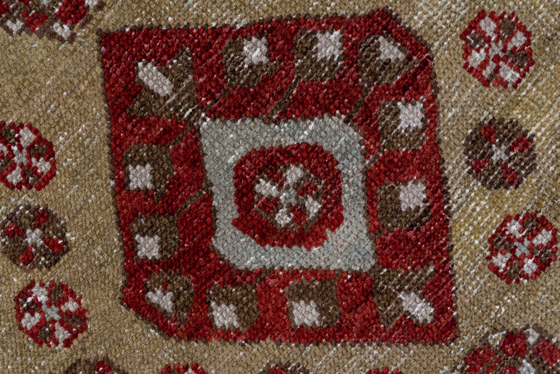 3' x 15' one-of-a-kind handmade antique Oushak runner rug. Color palette: crimson, ivory, taupe, camel, rose, red, beige