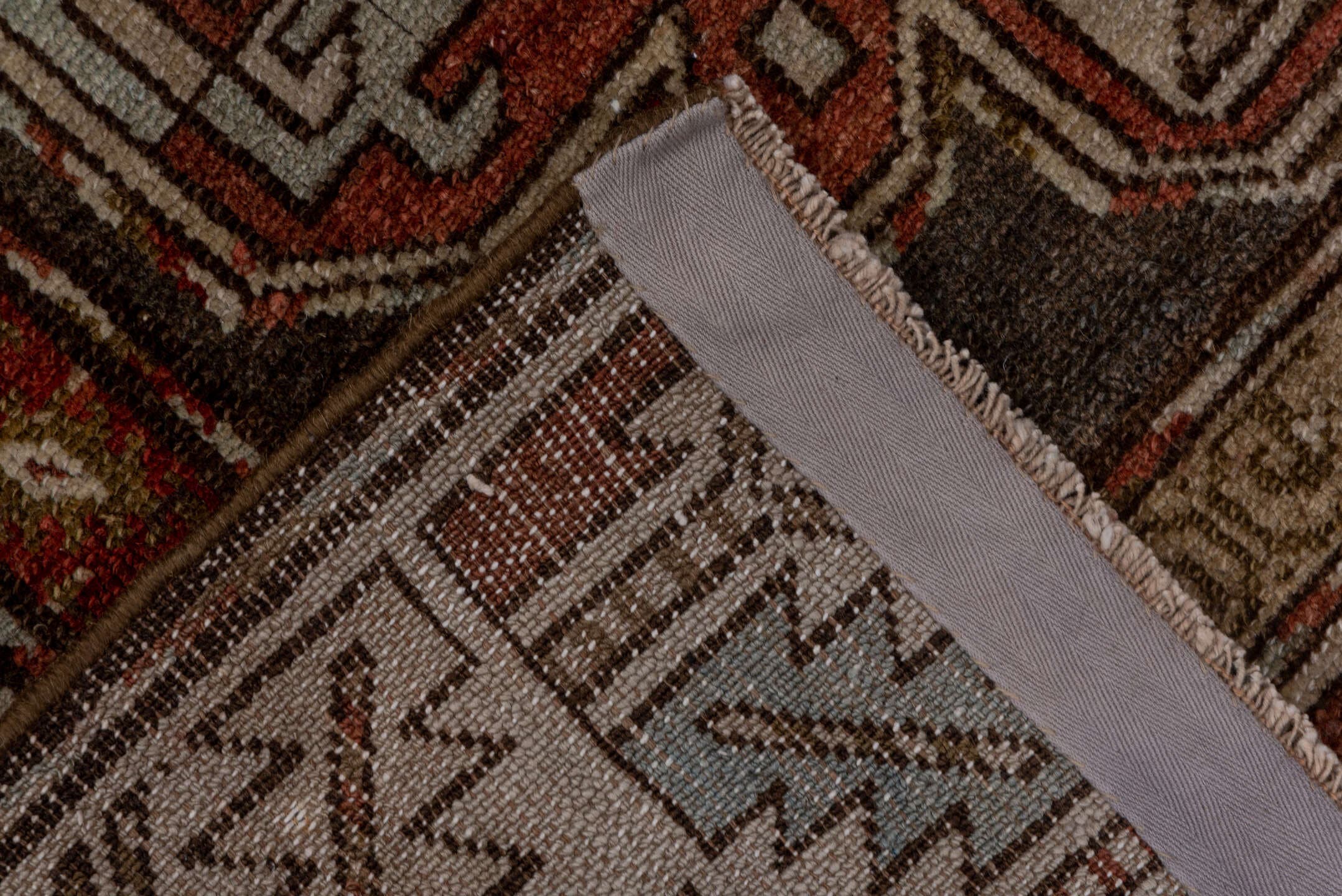 3' x 9' one-of-a-kind handmade antique Malayer runner rug. Color palette: brown, rust, ivory, taupe, terracotta, charcoal