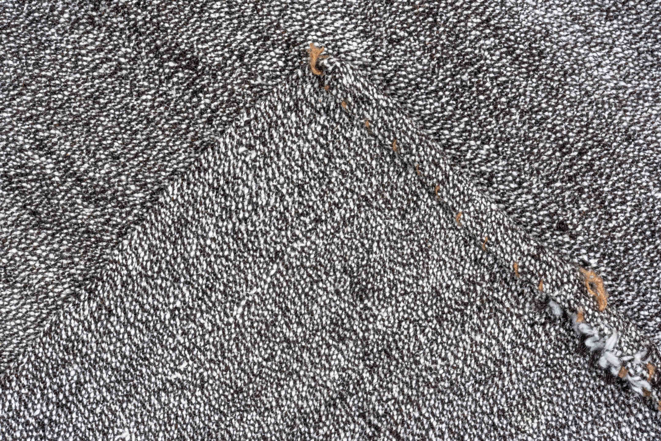 7' x 9' one-of-a-kind handmade antique Flatweave rug. Color palette: gray, charcoal, ivory, black