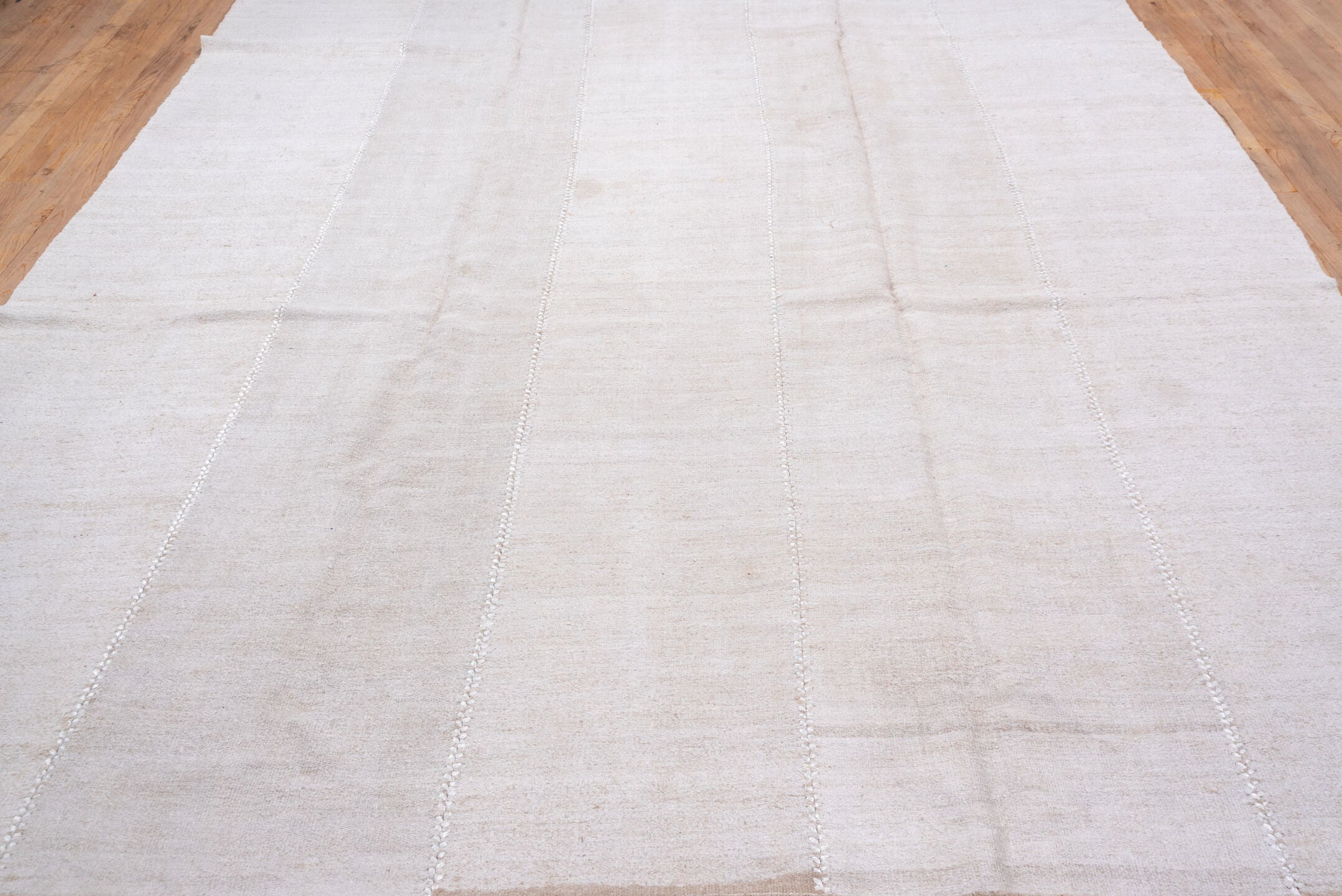 9' x 12' one-of-a-kind handmade vintage Hemp Kilim large size rug. Color palette: ivory, beige, cream, taupe, gray