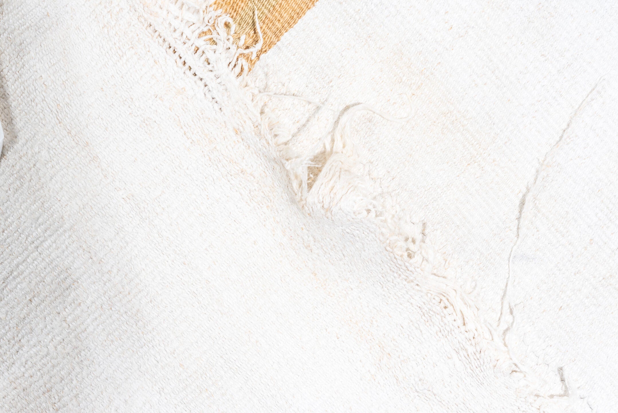 6' x 15' one-of-a-kind handmade vintage Hemp Kilim rug. Color palette: alice blue, azure, brown, gainsboro, ghost white