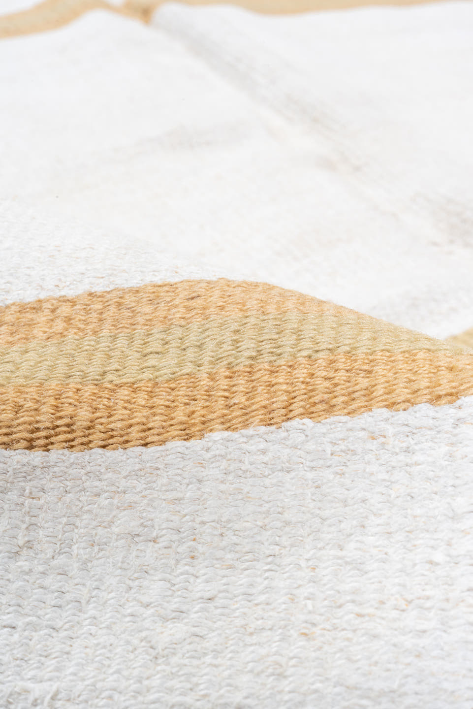 6' x 15' one-of-a-kind handmade antique Hemp Kilim rug. Color palette: ivory, camel, cream, beige
