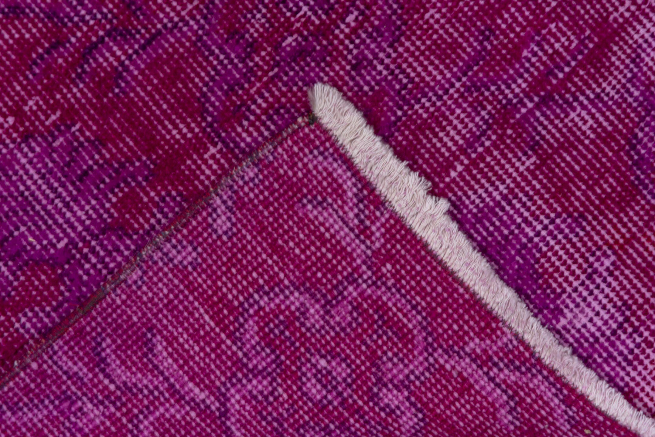 7' x 10' one-of-a-kind handmade vintage Sparta large size rug. Color palette: magenta, fuchsia, violet, orchid, plum, pink