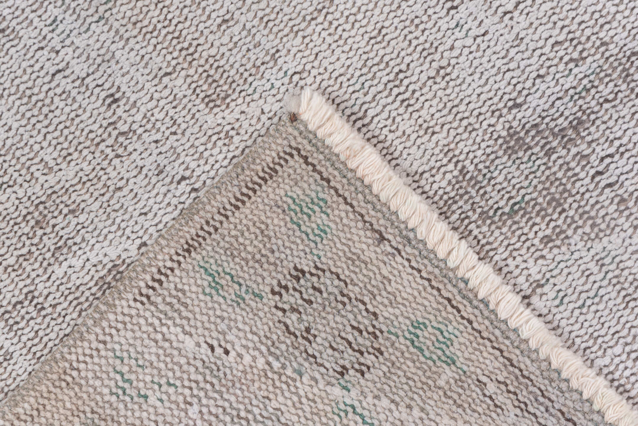 6' x 9' one-of-a-kind handmade vintage Sparta medium size rug. Color palette: taupe, ivory, gray, greige, beige