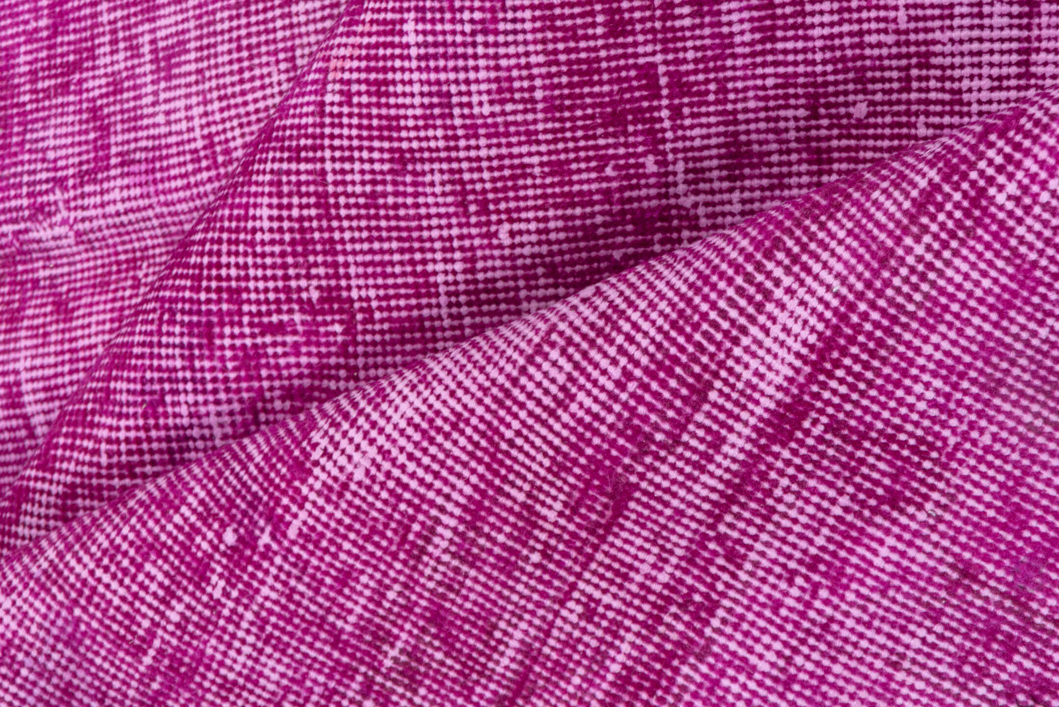 7' x 10' one-of-a-kind handmade vintage Sparta large size rug. Color palette: fuchsia, rose, magenta, blush, ivory, pink