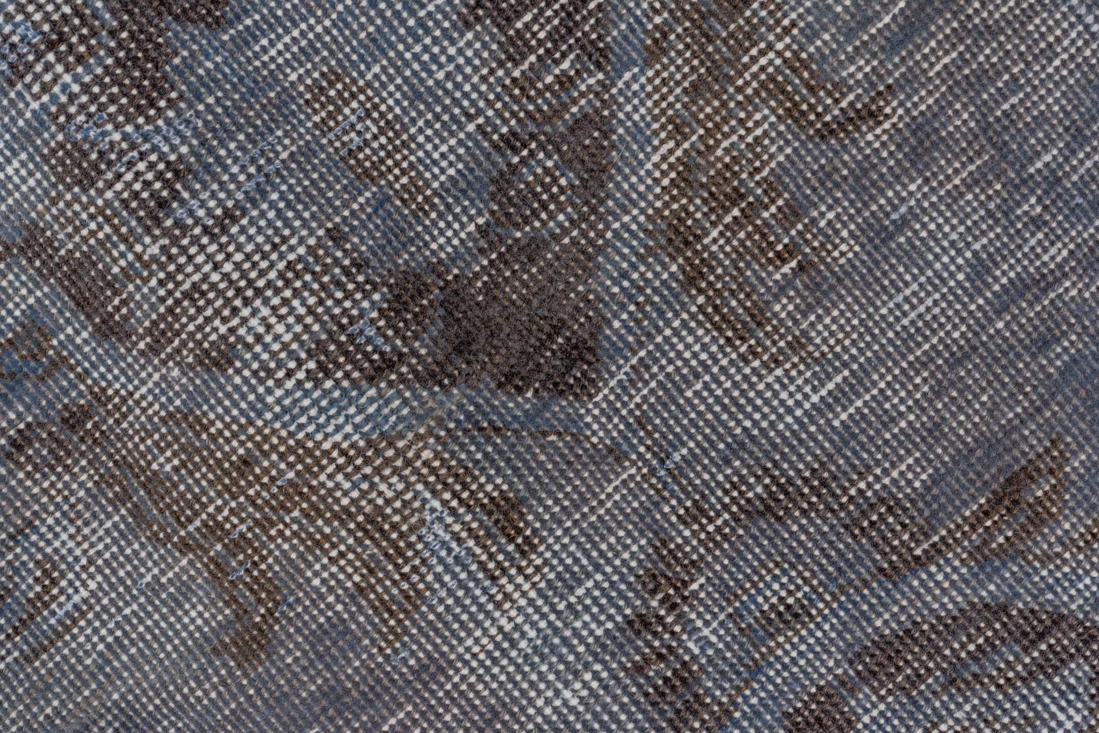 9' x 12' one-of-a-kind handmade antique Overdyed large size rug. Color palette: slate, steel blue, charcoal, ivory, gray