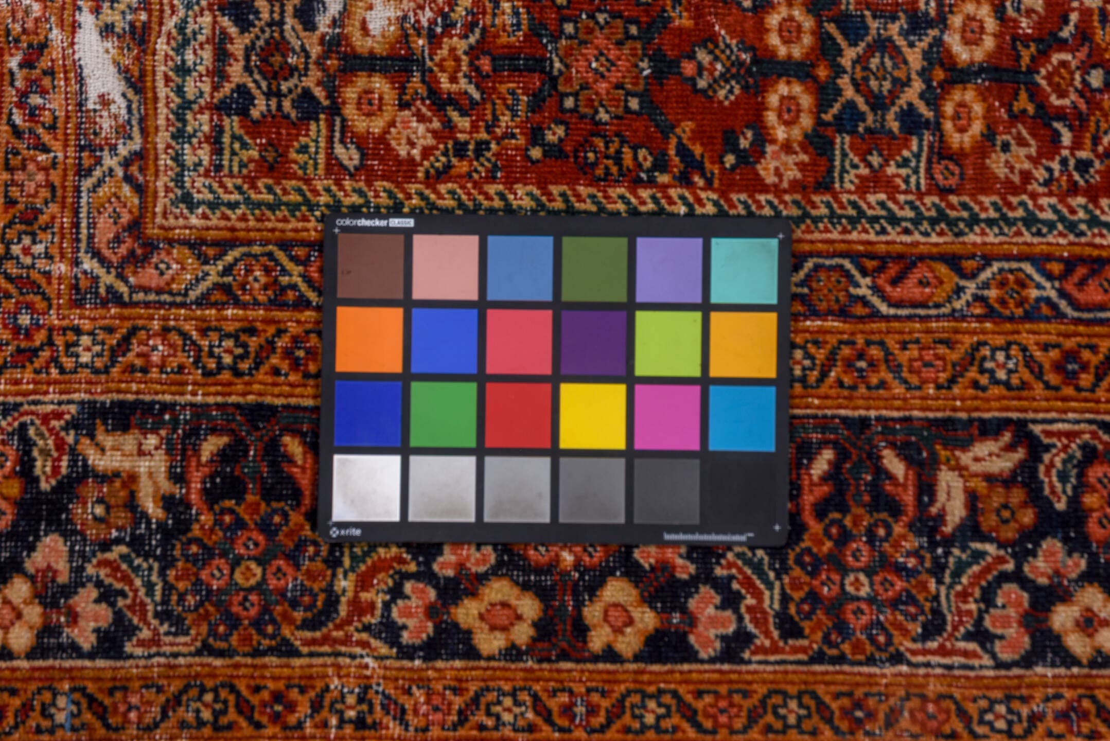 10' x 13' one-of-a-kind handmade vintage Mahal large size rug. Color palette: rust, navy, ivory, terra cotta, camel