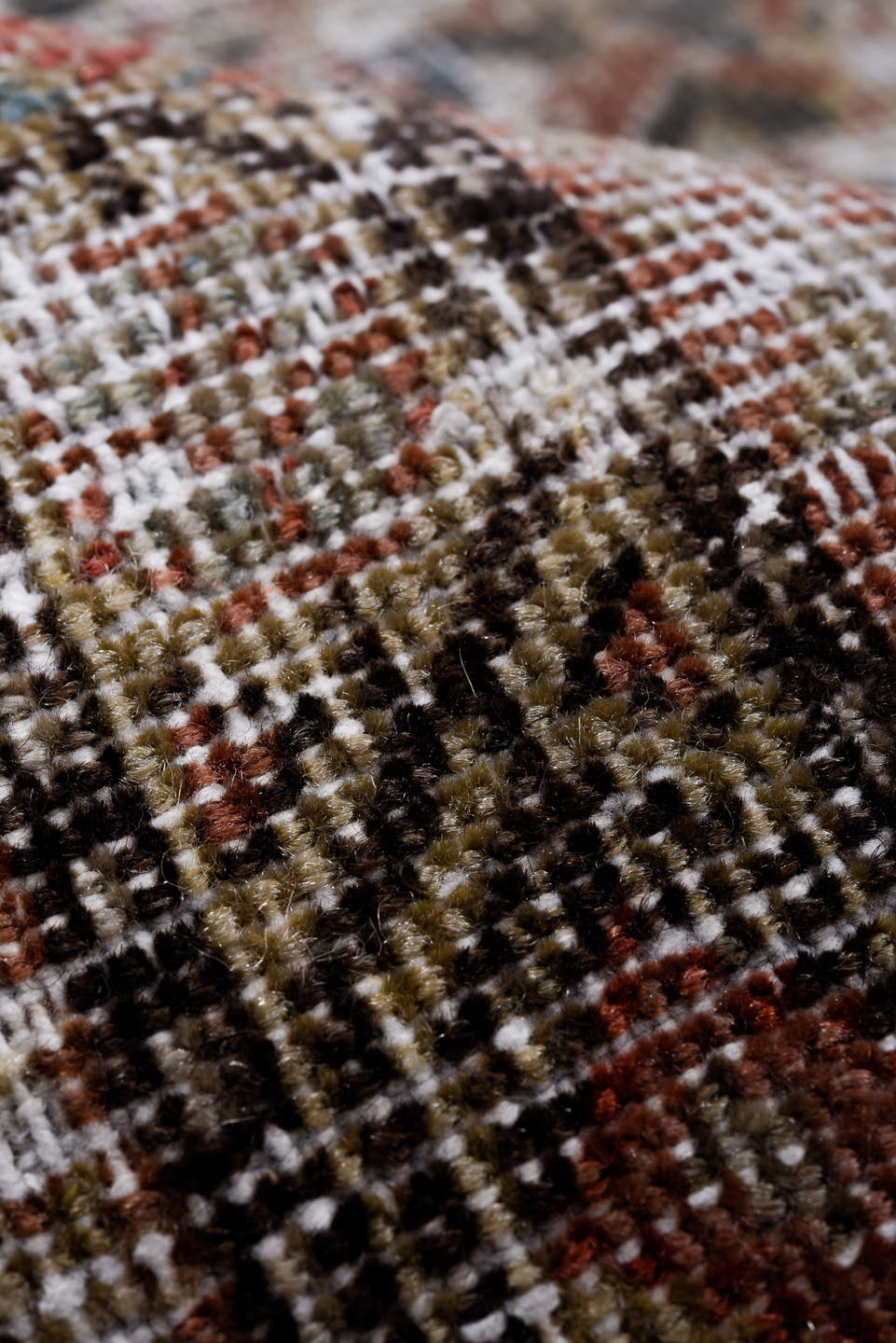 6' x 16' one-of-a-kind handmade antique Mahal rug. Color palette: ivory, taupe, brown, rust, faded blue, beige, gray