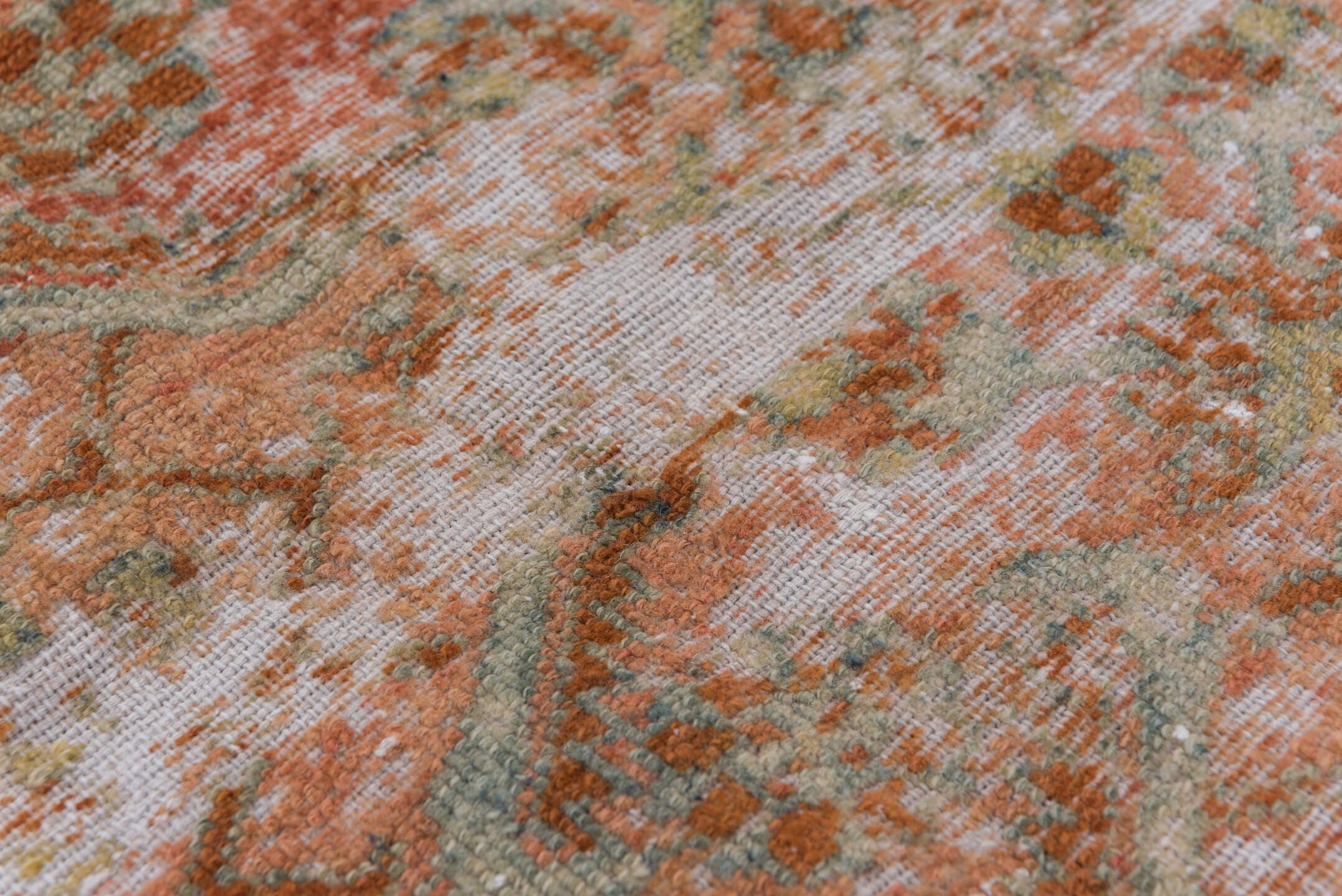 5' x 6' one-of-a-kind handmade antique Malayer rug. Color palette: terra cotta, rust, ivory, sage, camel, brown, pale blue