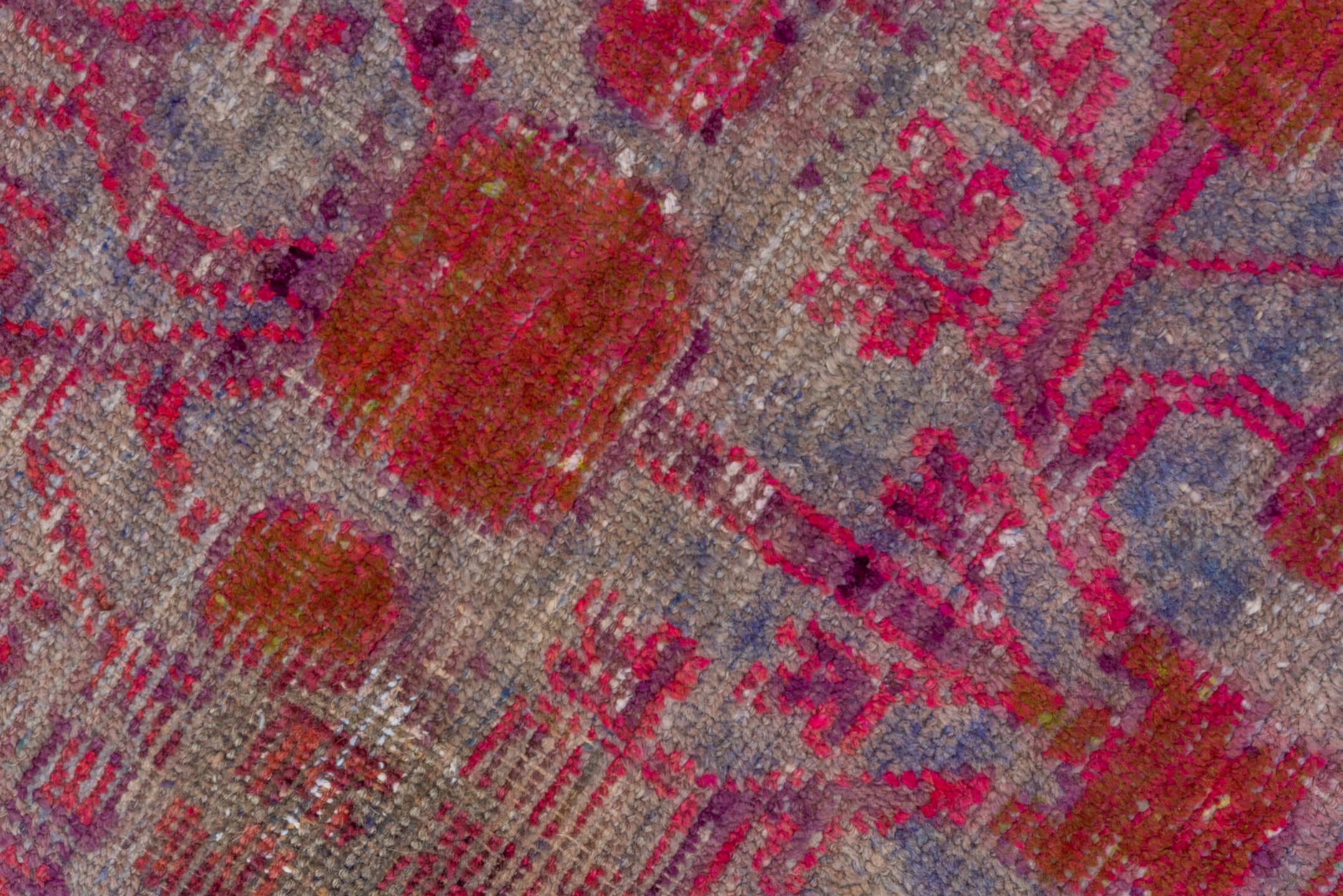 5' x 9' one-of-a-kind handmade antique Khotan medium size rug. Color palette: pink, rose, crimson, ivory, lavender, burgundy