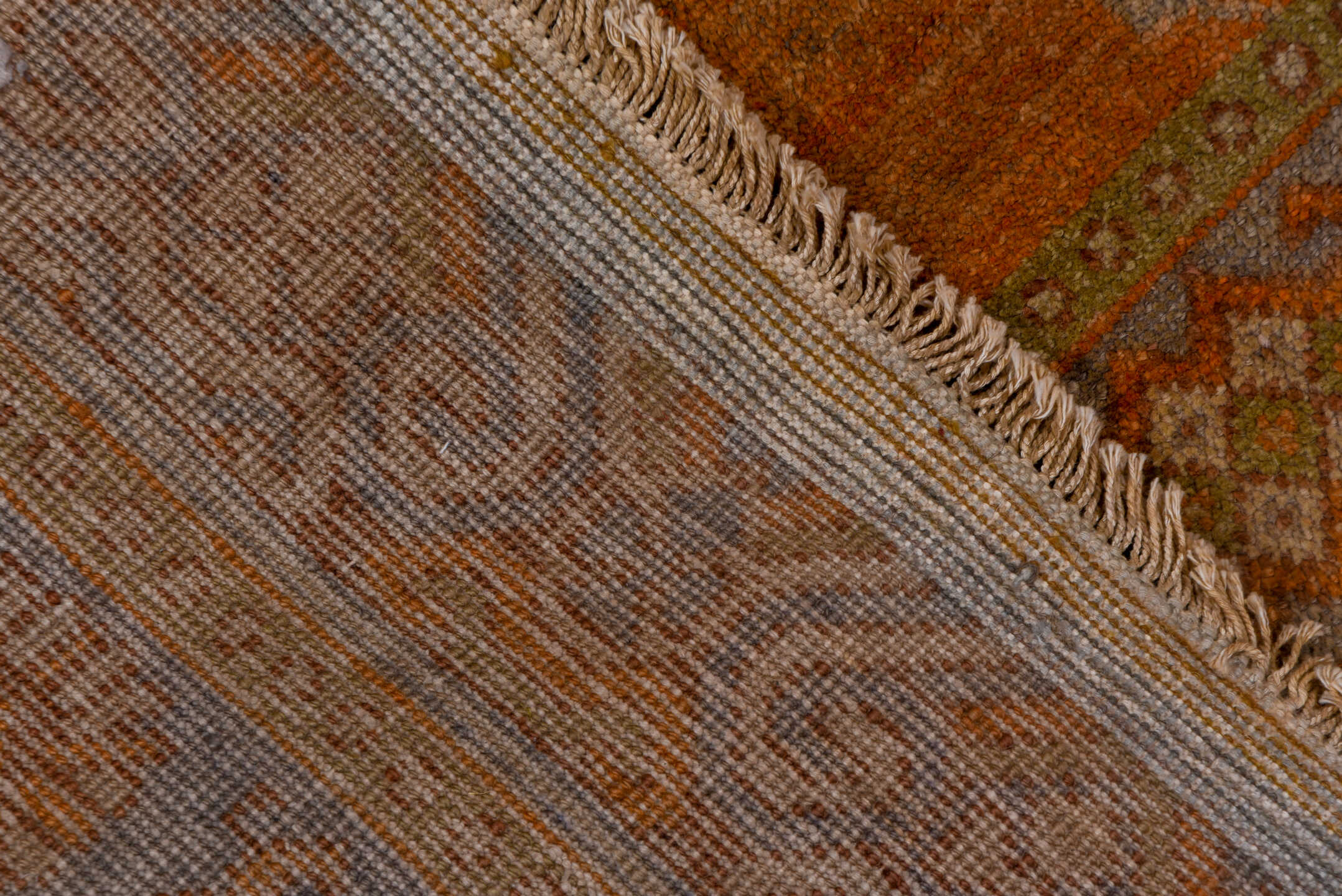 5' x 9' one-of-a-kind handmade vintage Khotan medium size rug. Color palette: brown, light gray, off-white, pink