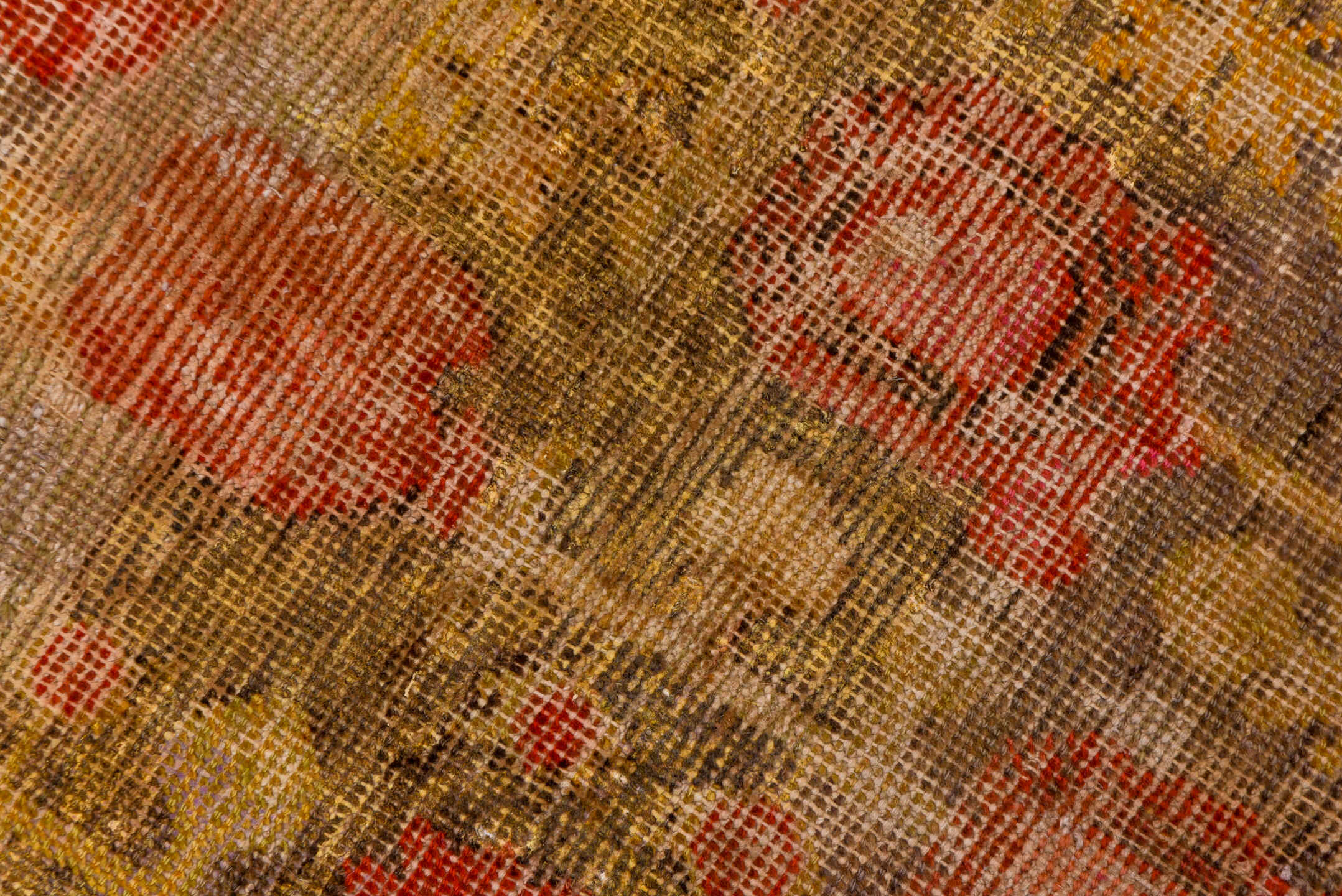 6' x 12' one-of-a-kind handmade vintage Khotan large size rug. Color palette: brown, gray, pink, red