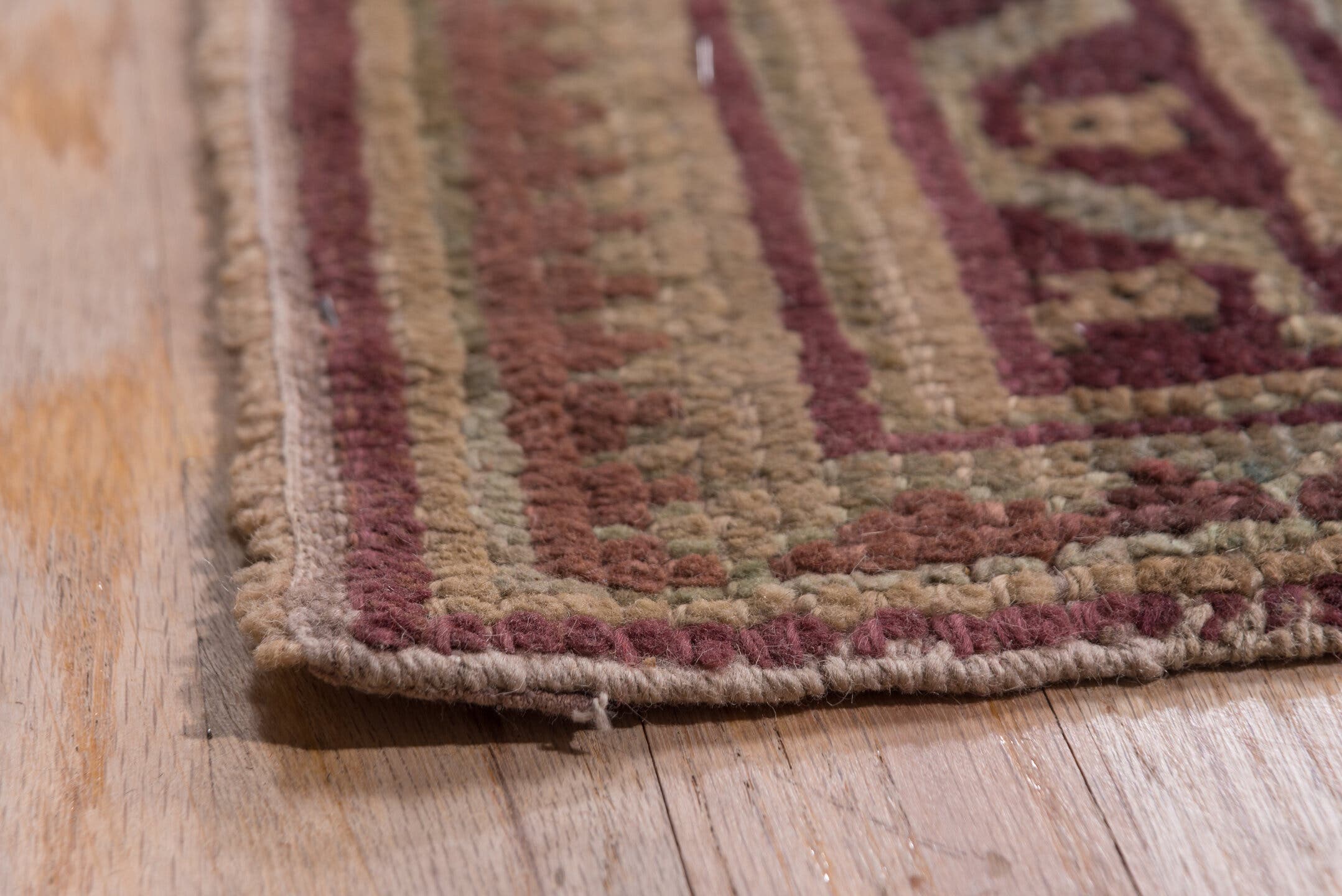 14' x 14' one-of-a-kind handmade antique Oushak oversize rug. Color palette: burgundy, ivory, taupe, sage, rose, gold