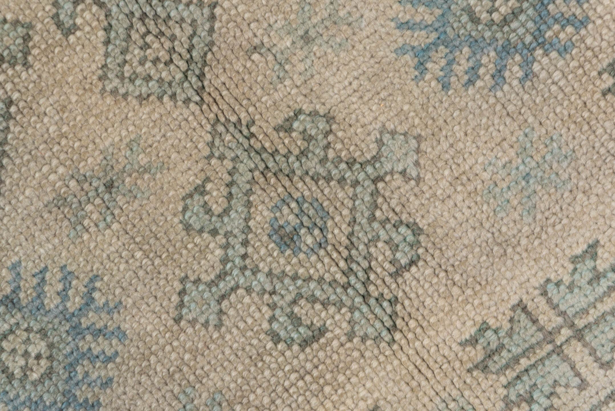 6' x 9' one-of-a-kind handmade antique Oushak medium size rug. Color palette: ivory, powder_blue, sky_blue, taupe, beige
