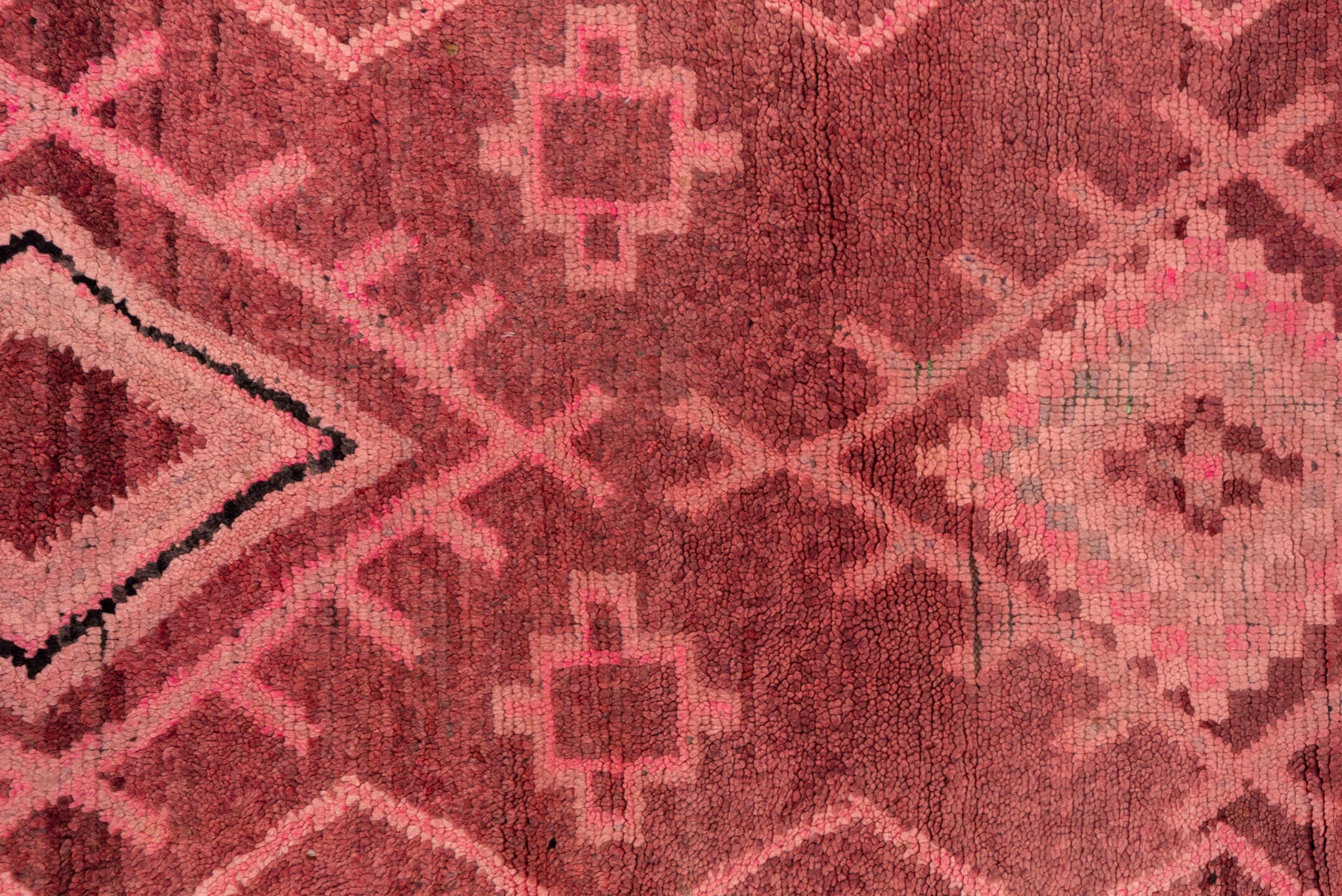 2' x 13' one-of-a-kind handmade vintage Rag Rug runner rug. Color palette: rose, mauve, dusty pink, burgundy, blush, brown