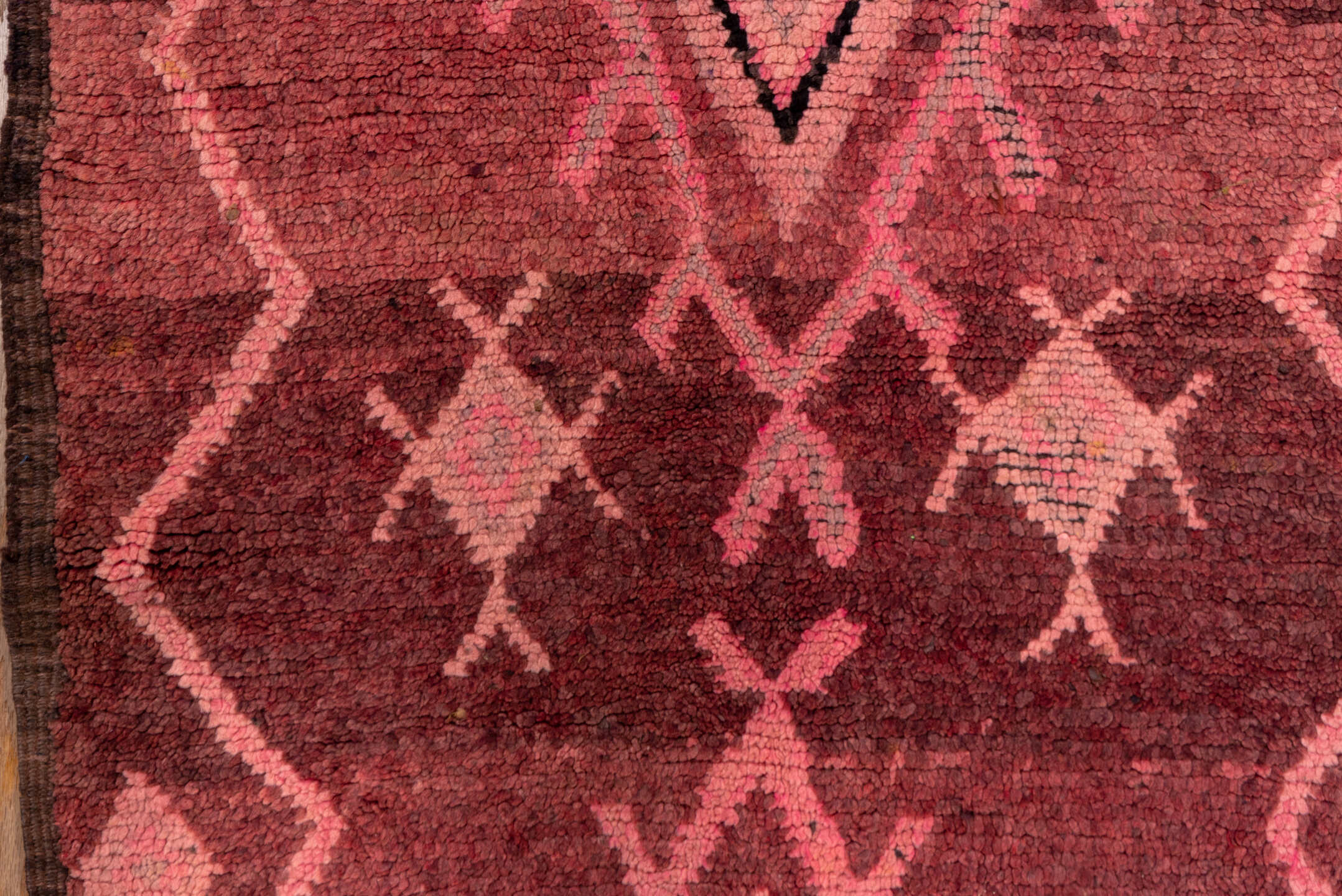 2' x 13' one-of-a-kind handmade vintage Rag Rug runner rug. Color palette: rose, mauve, dusty pink, burgundy, blush, brown