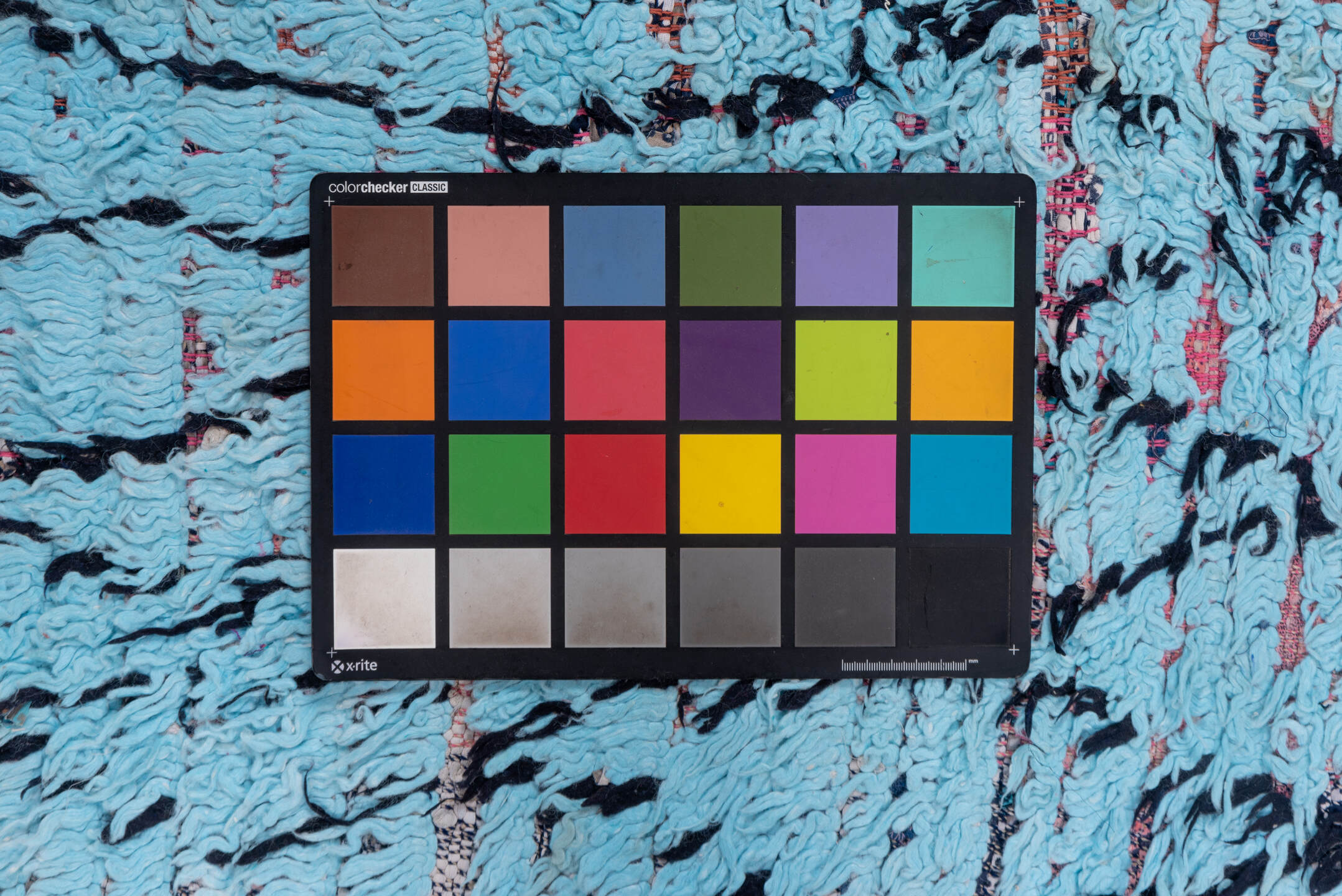 3' x 7' one-of-a-kind handmade vintage Rag Rug runner rug. Color palette: blue, gray, light blue, light gray