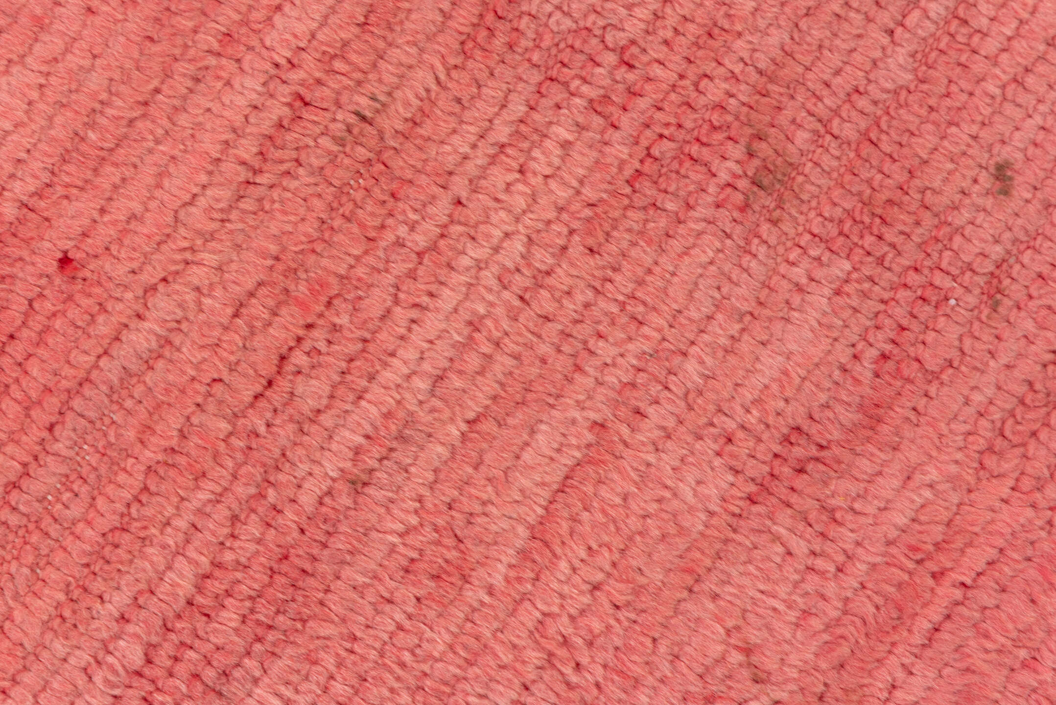 3' x 13' one-of-a-kind handmade vintage Rag Rug runner rug. Color palette: brown, indian red, off-white, pink, red, redwood