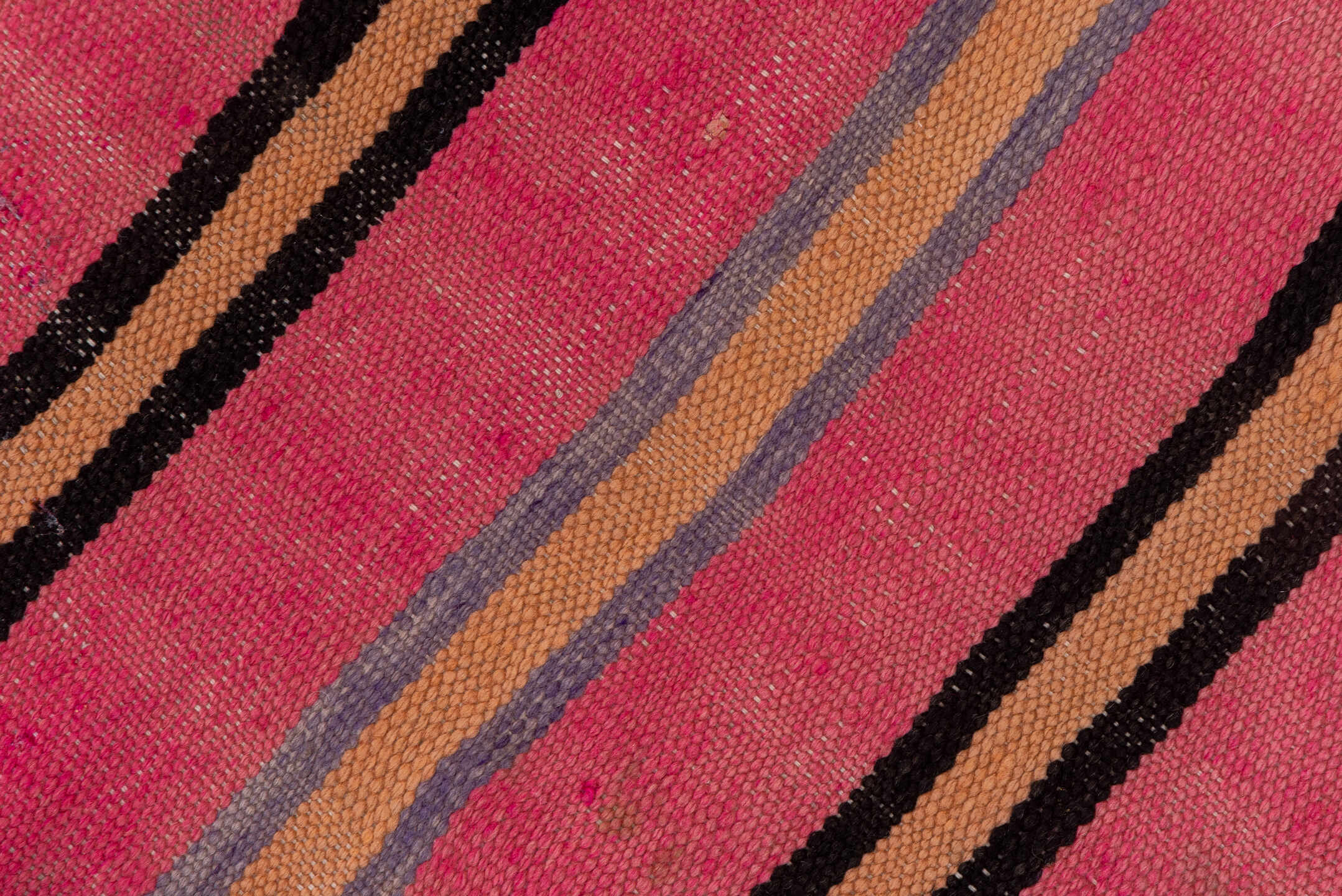 5' x 10' one-of-a-kind handmade vintage Blanket medium size rug. Color palette: pink, charcoal, taupe, muted blue, rose