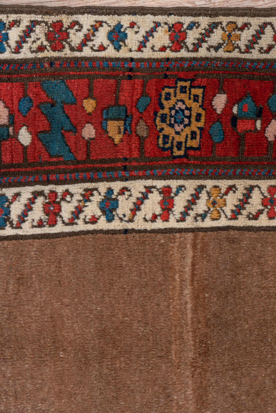 3' x 6' one-of-a-kind handmade antique NW Persian small size rug. Color palette: red, camel, ivory, teal, navy, brown, gold