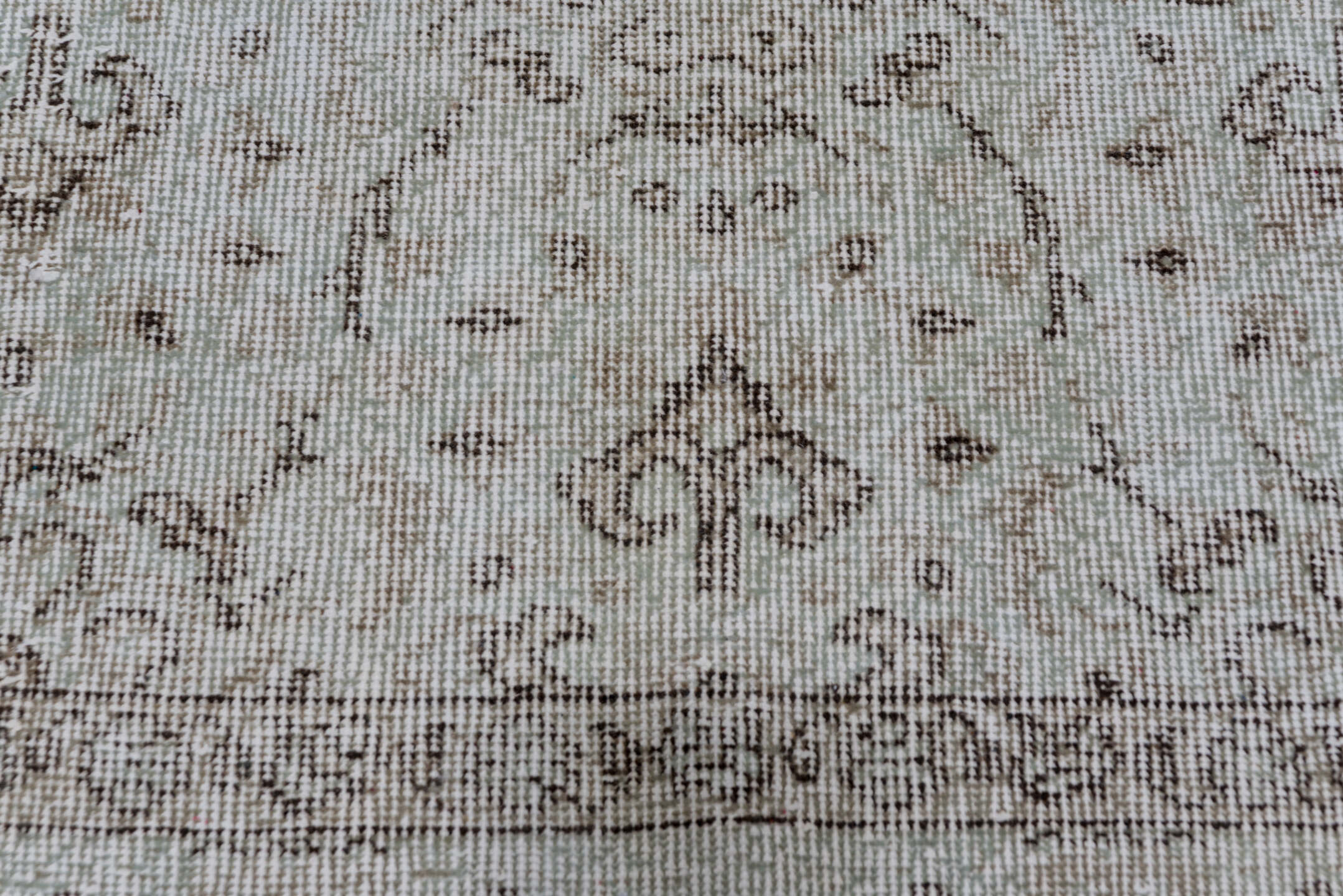 4' x 6' one-of-a-kind handmade antique Oushak small size rug. Color palette: taupe, ivory, beige, blue, camel, brown, gray