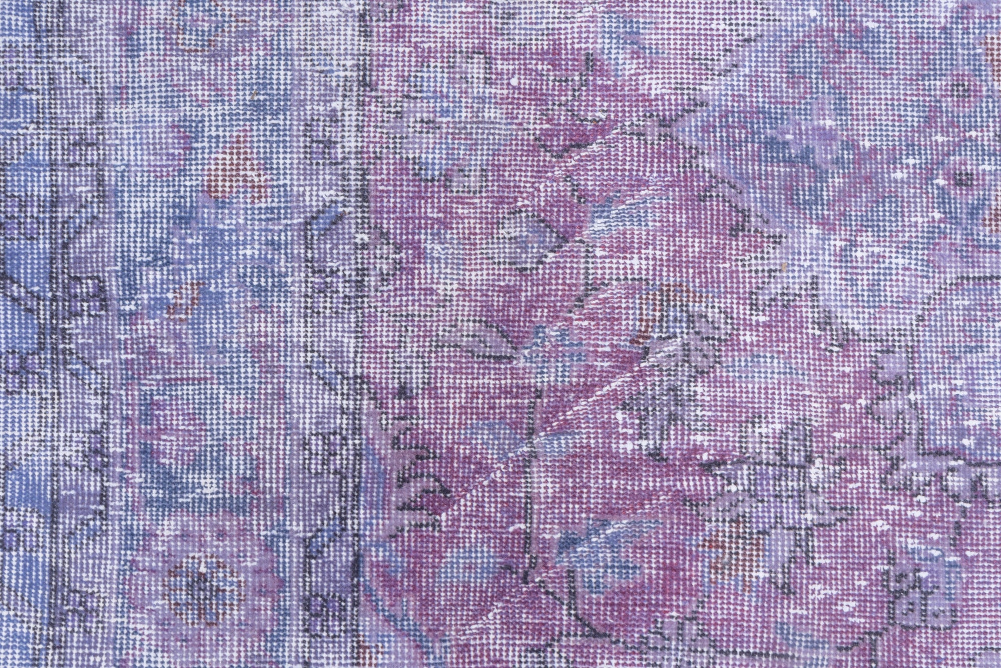 Purple and blue overdyed vintage area rug