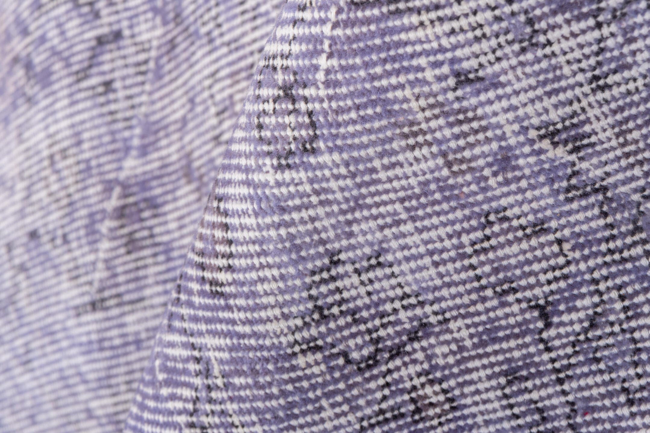 5' x 8' one-of-a-kind handmade vintage Overdyed medium size rug. Color palette: lavender, lilac, ivory, pale gray