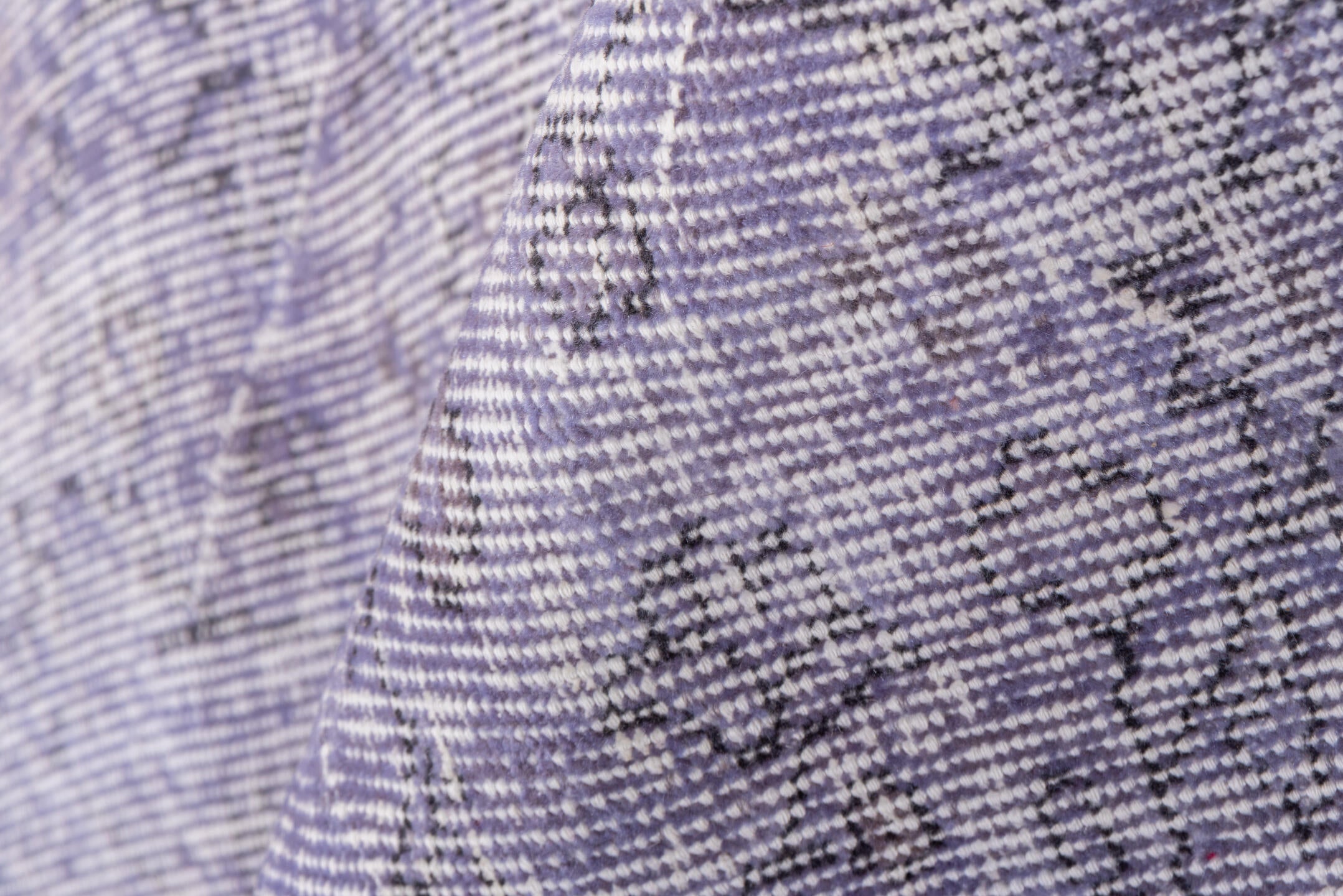 5' x 8' one-of-a-kind handmade vintage Overdyed medium size rug. Color palette: lavender, lilac, ivory, pale gray