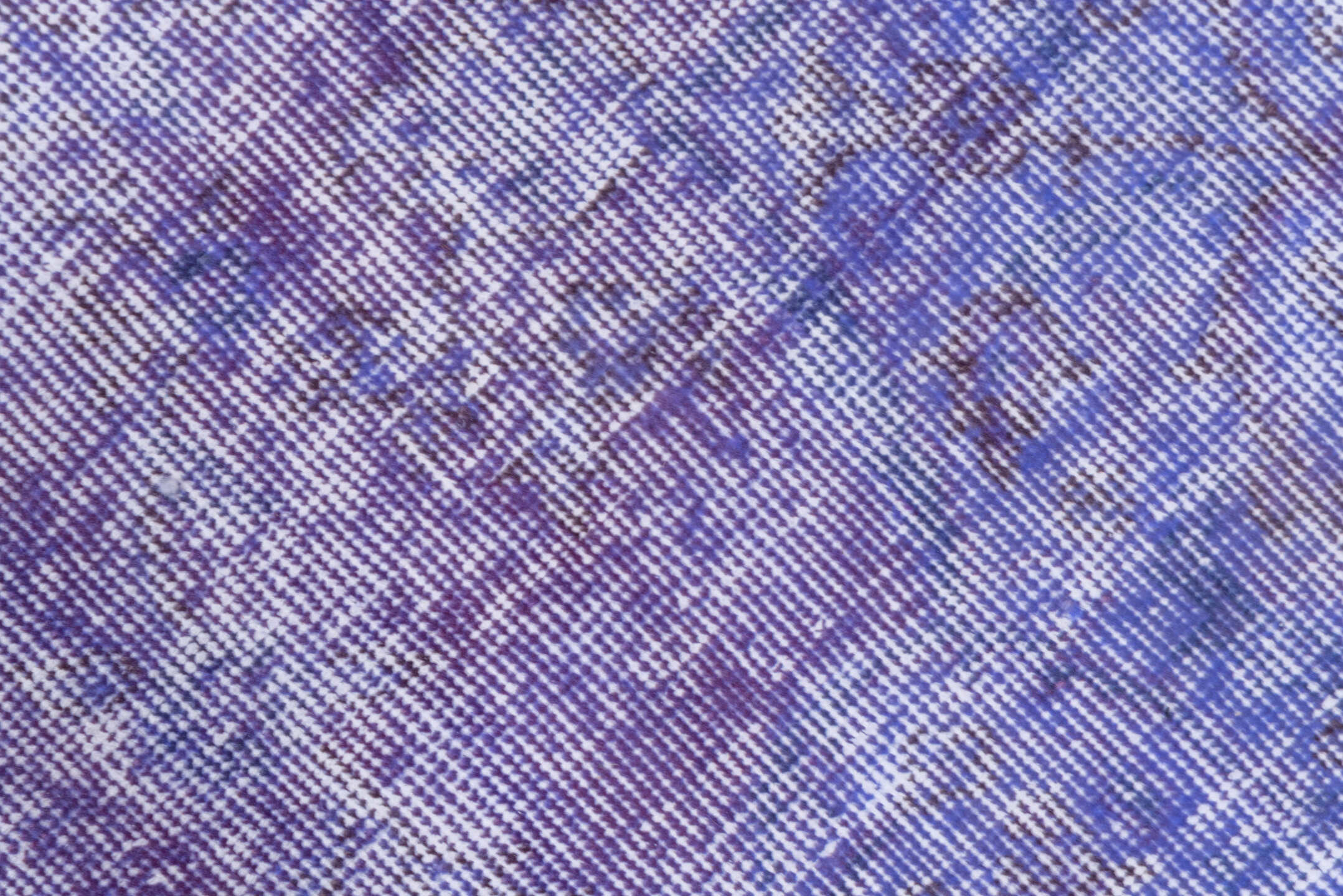 6' x 9' one-of-a-kind handmade vintage Overdyed medium size rug. Color palette: lavender, violet, lilac, ivory, light gray