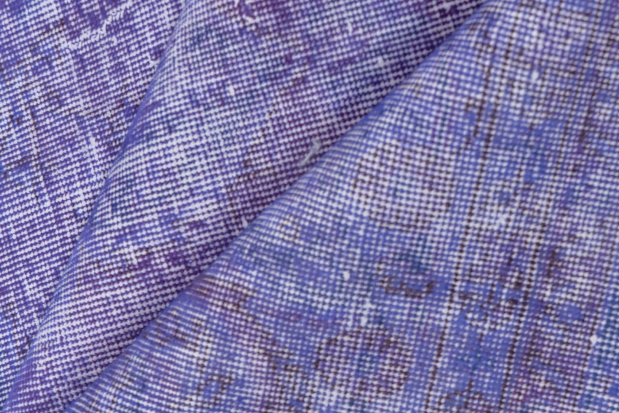 6' x 9' one-of-a-kind handmade vintage Overdyed medium size rug. Color palette: lavender, violet, lilac, ivory, light gray