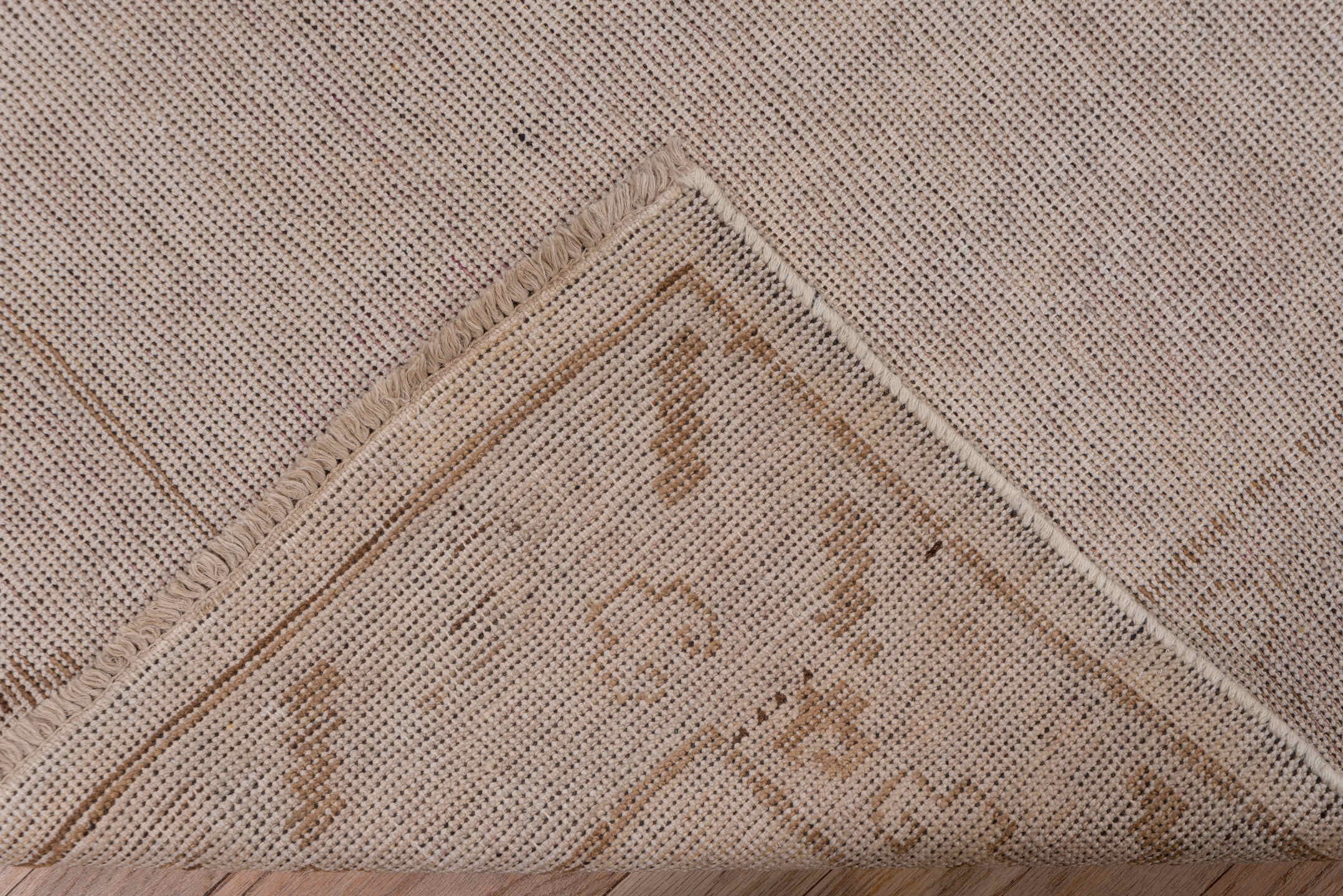 2' x 12' one-of-a-kind handmade vintage Khotan runner rug. Color palette: brown, gray, light gray, off-white, pink, snow