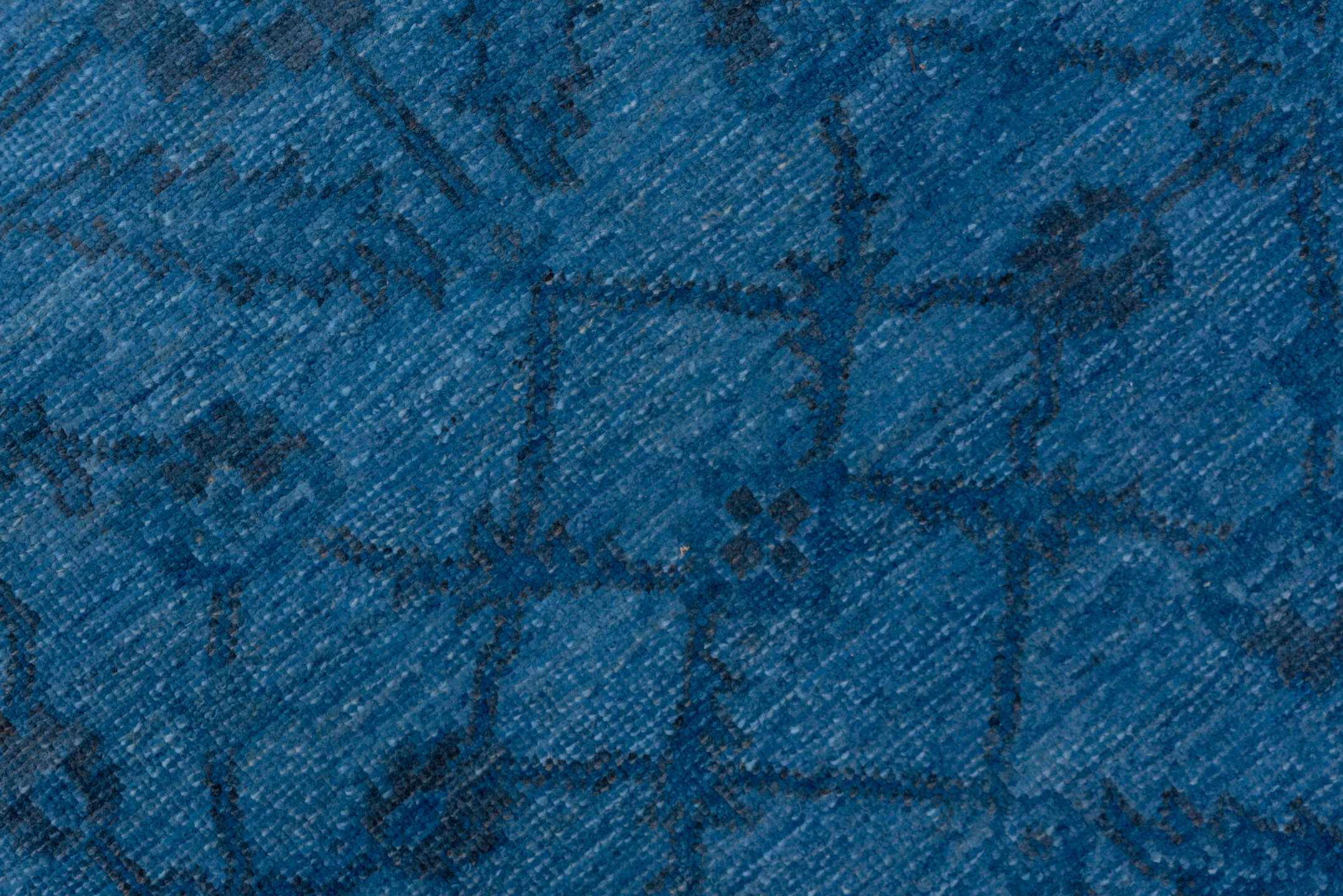 7' x 10' one-of-a-kind handmade vintage Overdyed large size rug. Color palette: blue, navy, indigo, slate, purple, gray