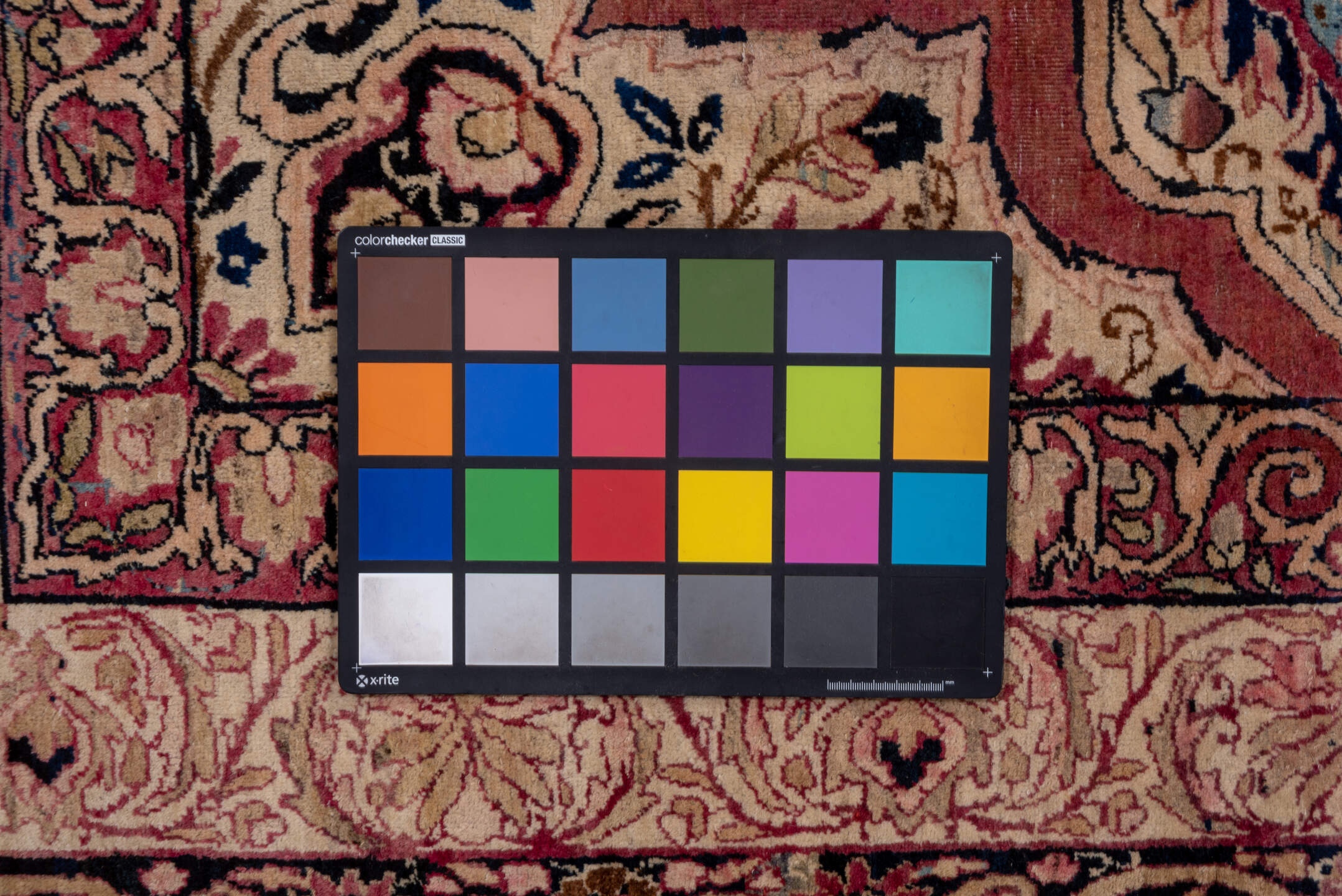9' x 21' one-of-a-kind handmade antique Lavar rug. Color palette: rose, ivory, burgundy, indigo, dusty blue, blush, taupe