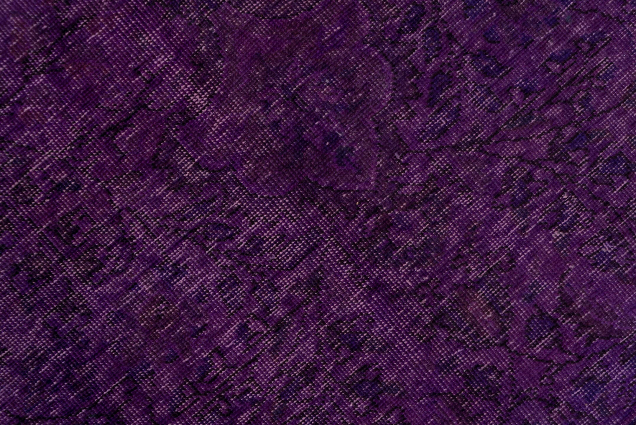 8' x 11' one-of-a-kind handmade antique Overdyed large size rug. Color palette: purple, plum, violet, eggplant, pink