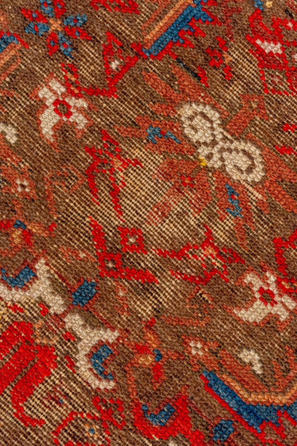 3' x 13' one-of-a-kind handmade vintage Malayer runner rug. Color palette: rust, camel, ivory, navy, crimson, brown, slate