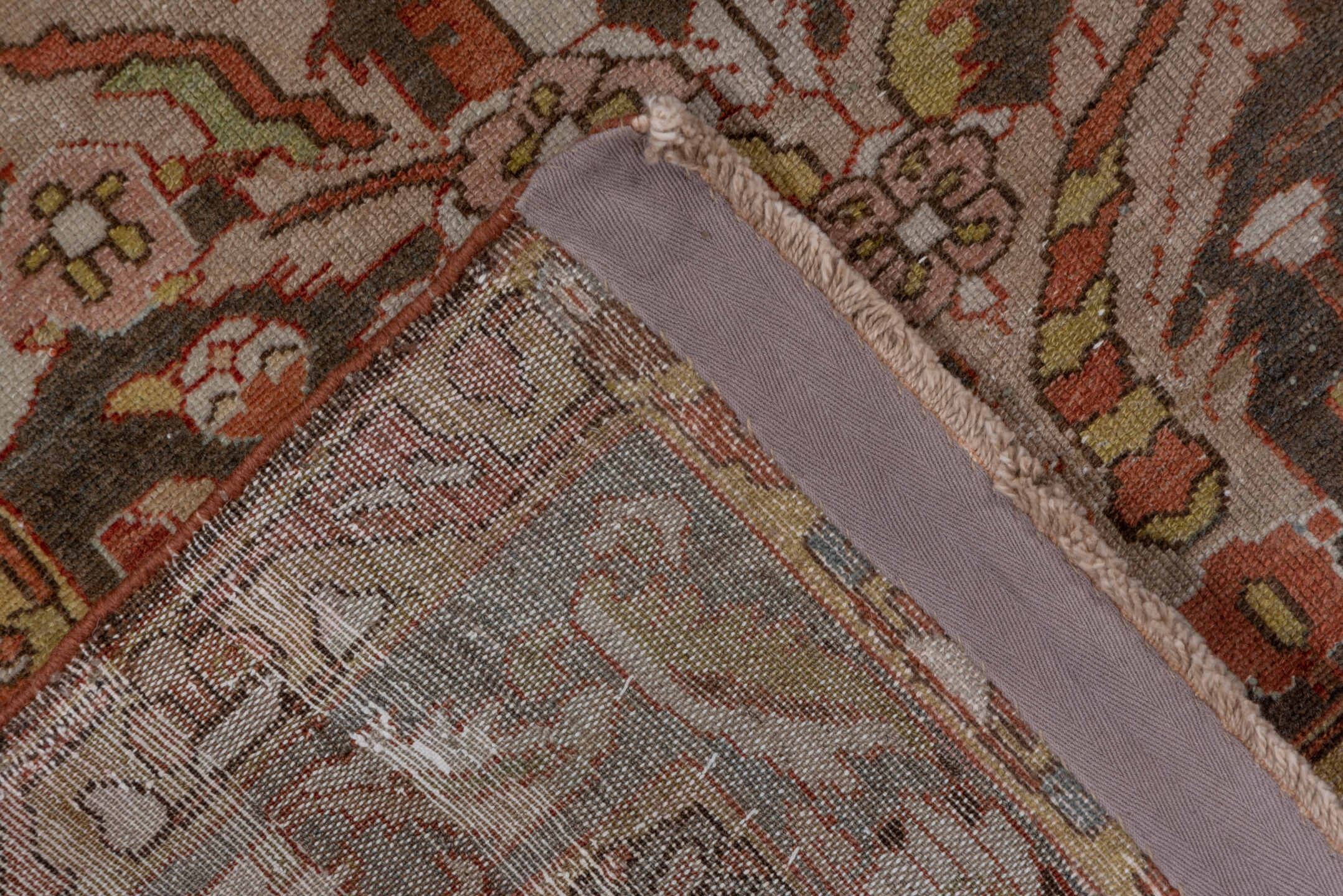 4' x 6' one-of-a-kind handmade antique Baktiary small size rug. Color palette: brown, rust, ivory, slate, camel, terra cotta